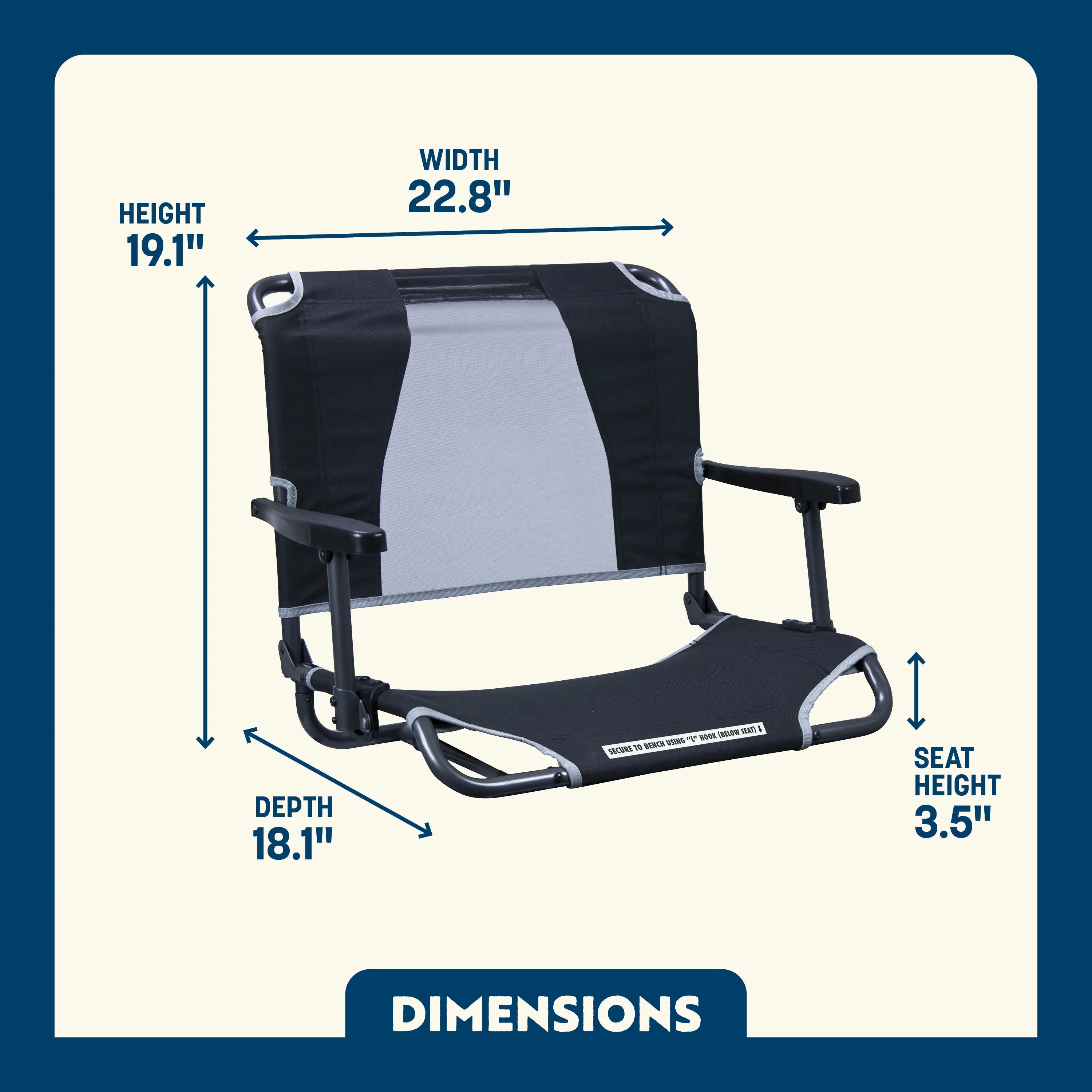 Bleacher-Friendly Big Comfort Stadium Chair with Armrests - Choice 465 - Lightweight Folding Bleacher Chair with Cushioning Detail
