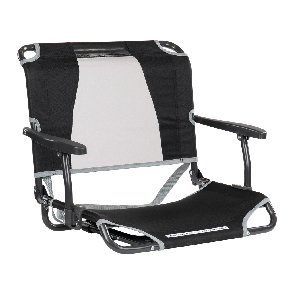 Bleacher-Friendly Big Comfort Stadium Chair with Armrests - Choice 465 - Lightweight Folding Bleacher Chair with Cushioning - Black