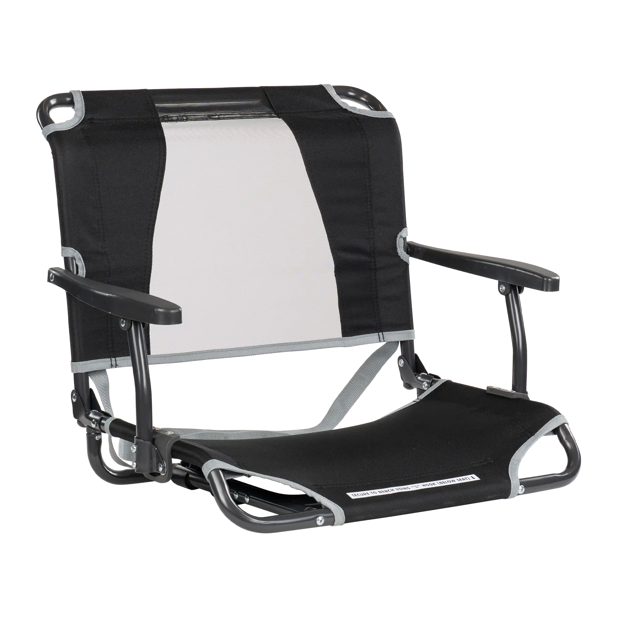 Bleacher-Friendly Big Comfort Stadium Chair with Armrests - Choice 465 - Lightweight Folding Bleacher Chair with Cushioning - Black