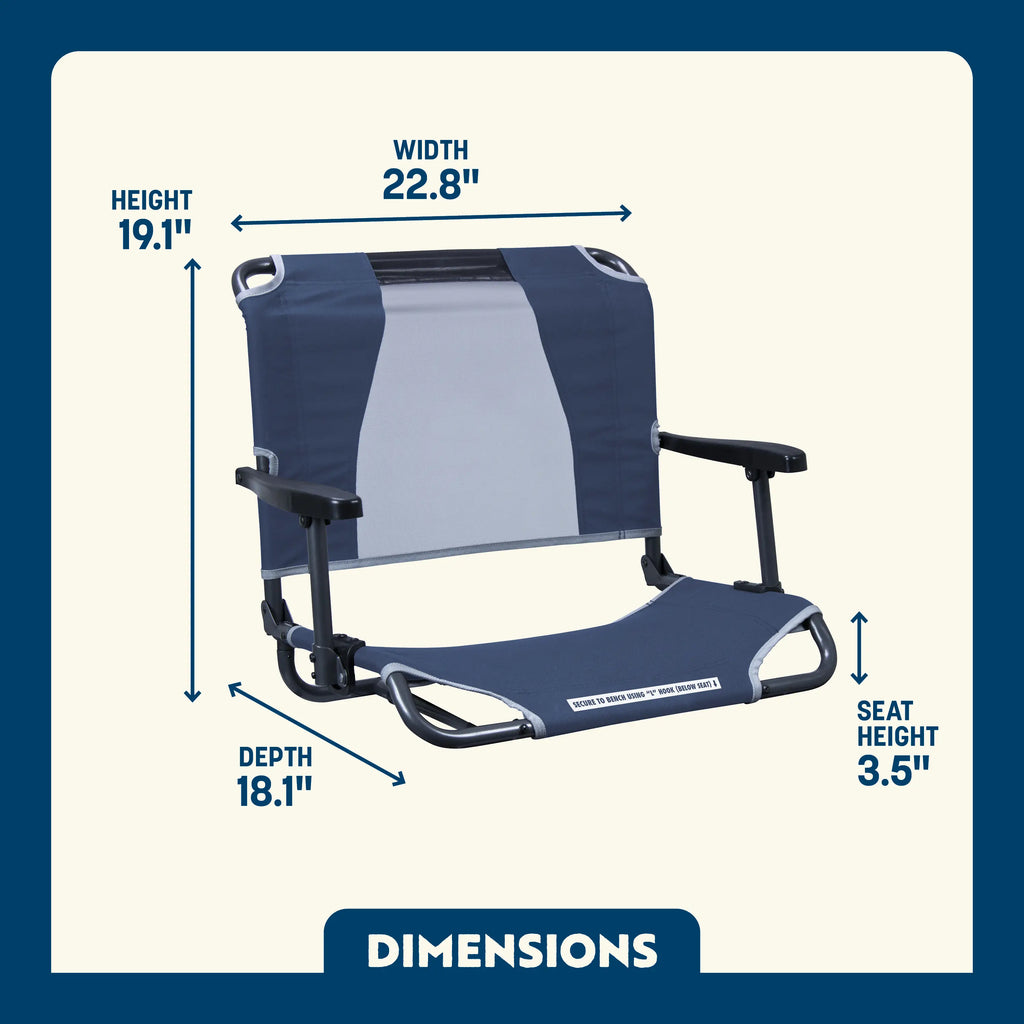 Bleacher-Friendly Big Comfort Stadium Chair with Armrests - Choice 465 - Lightweight Folding Bleacher Chair with Cushioning Detail