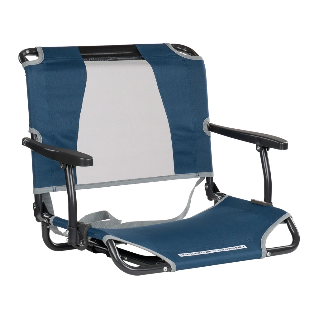 Bleacher-Friendly Big Comfort Stadium Chair with Armrests - Choice 465 - Lightweight Folding Bleacher Chair with Cushioning - Navy