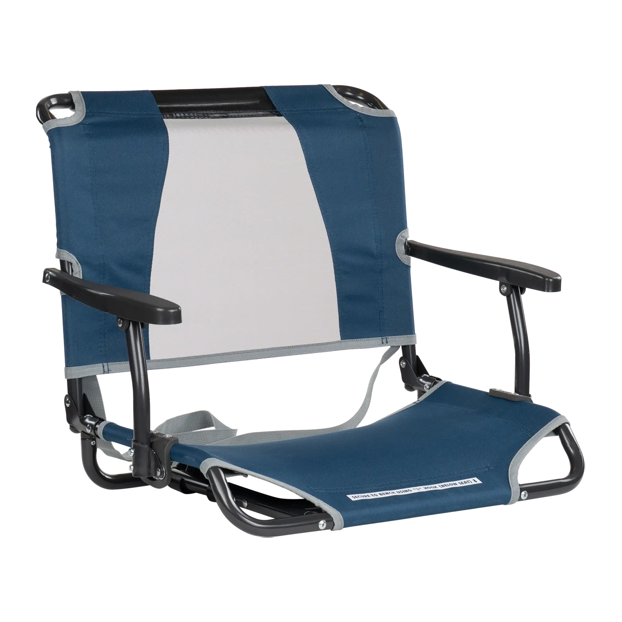 Bleacher-Friendly Big Comfort Stadium Chair with Armrests - Choice 465 - Lightweight Folding Bleacher Chair with Cushioning - Navy