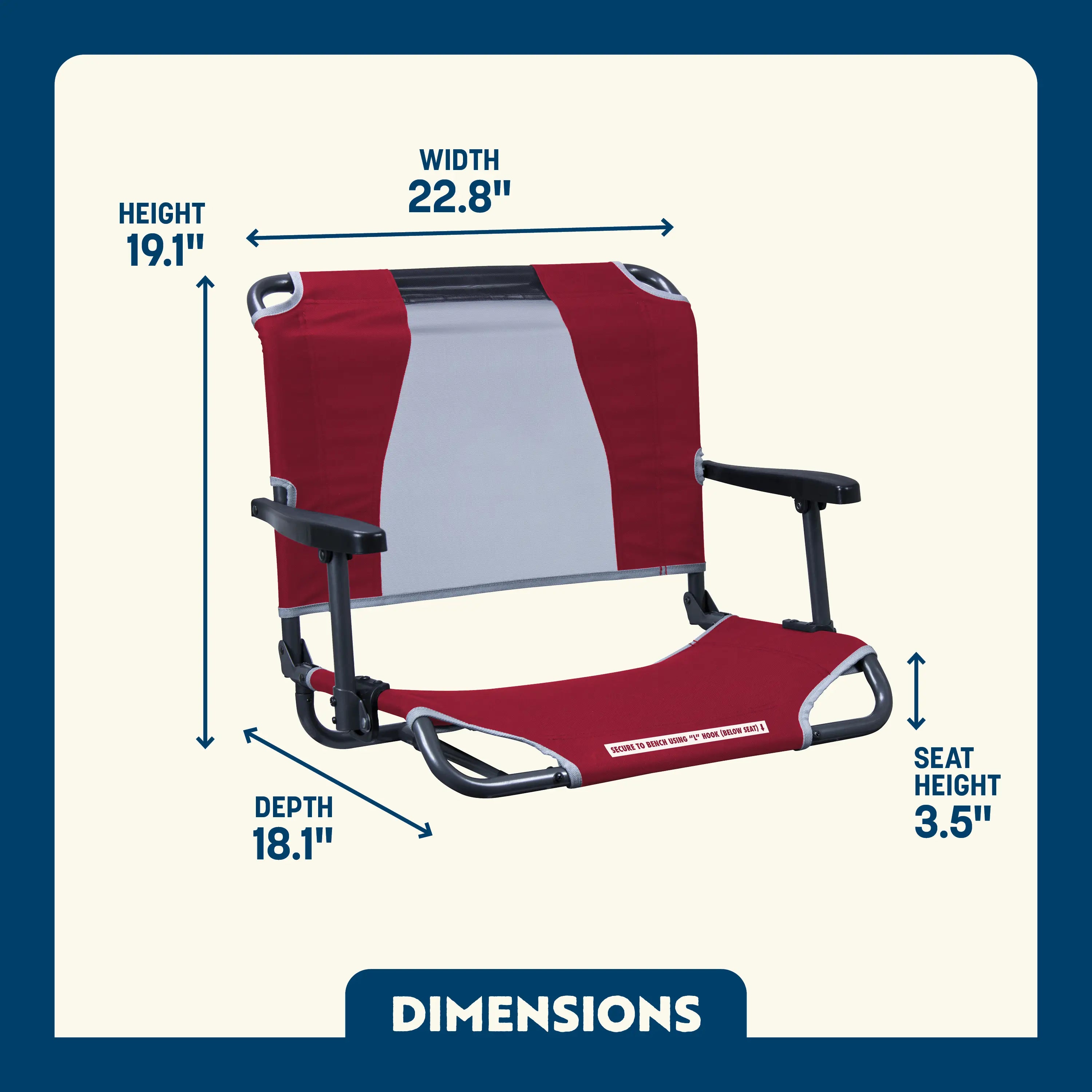 Bleacher-Friendly Big Comfort Stadium Chair with Armrests - Choice 465 - Lightweight Folding Bleacher Chair with Cushioning Detail