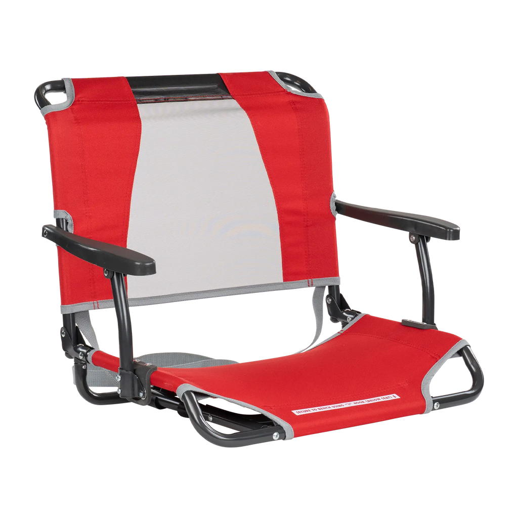 Bleacher-Friendly Big Comfort Stadium Chair with Armrests - Choice 465 - Lightweight Folding Bleacher Chair with Cushioning - Red