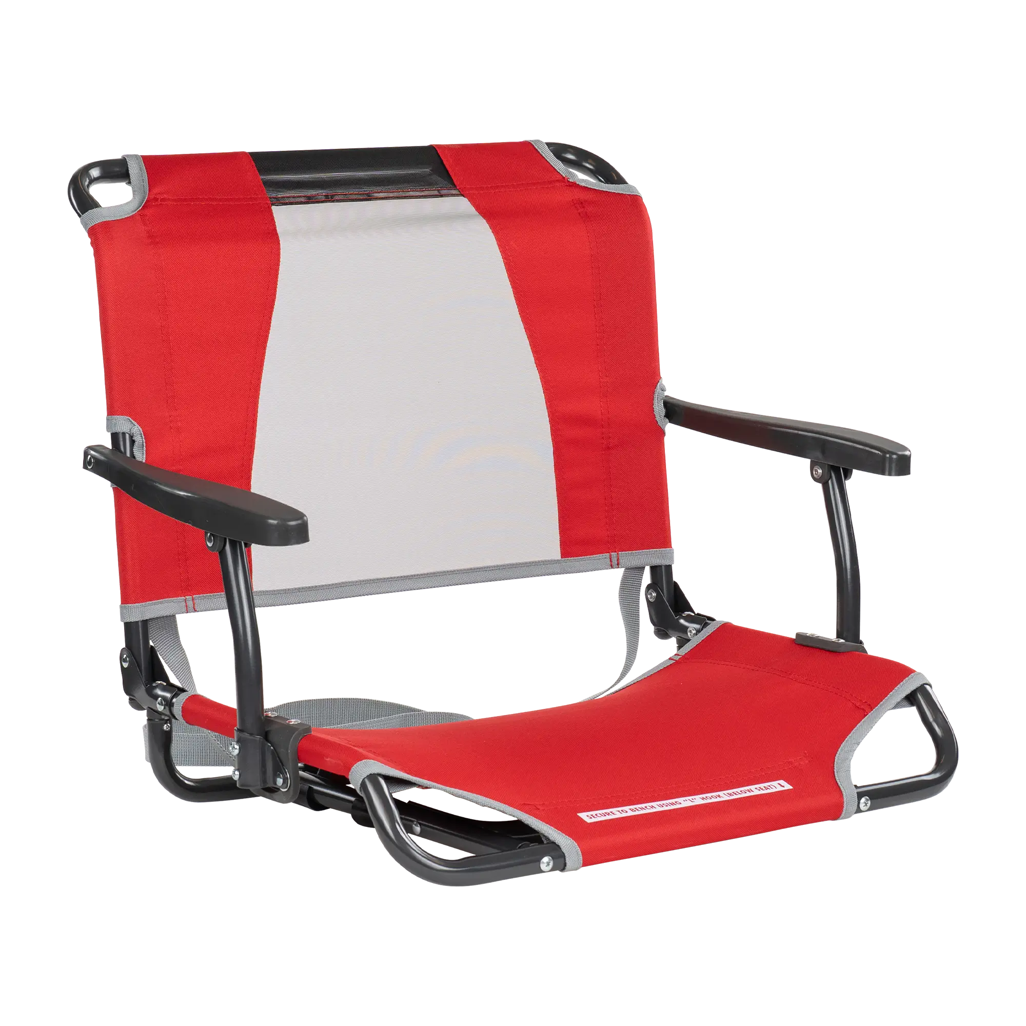 Bleacher-Friendly Big Comfort Stadium Chair with Armrests - Choice 465 - Lightweight Folding Bleacher Chair with Cushioning - Red