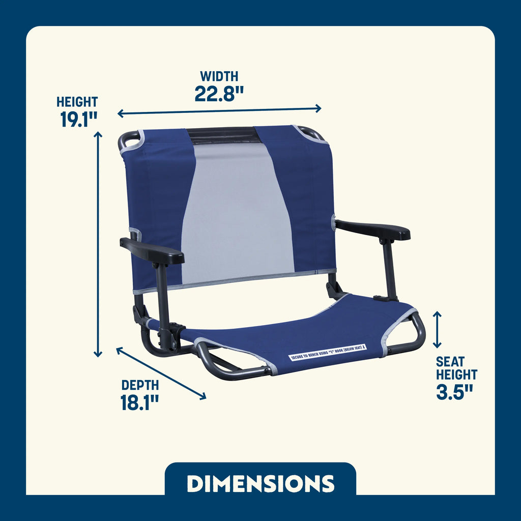 Bleacher-Friendly Big Comfort Stadium Chair with Armrests - Choice 465 - Lightweight Folding Bleacher Chair with Cushioning Detail
