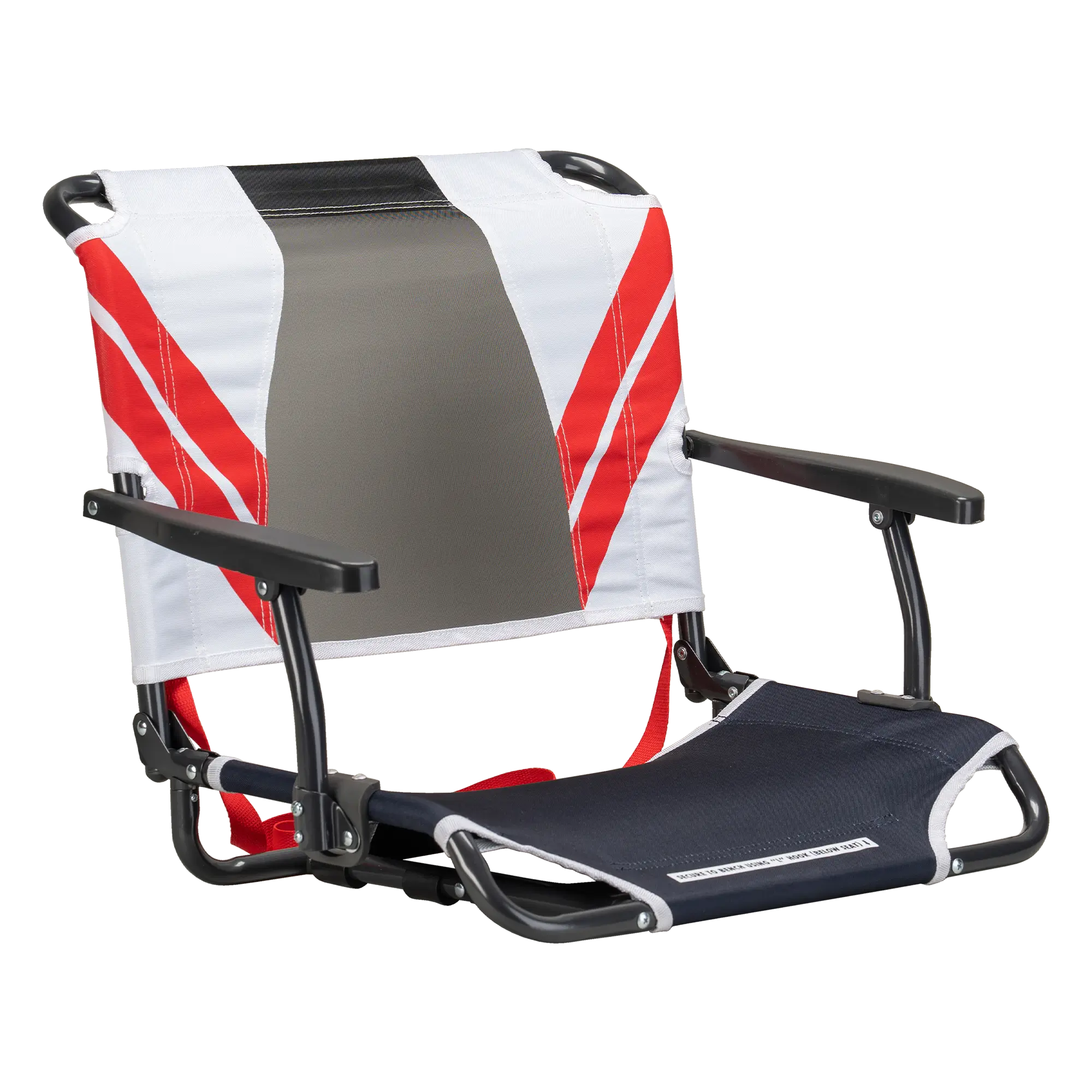 Bleacher-Friendly Big Comfort Stadium Chair with Armrests - Choice 465 - Lightweight Folding Bleacher Chair with Cushioning - Indigo/White/Red