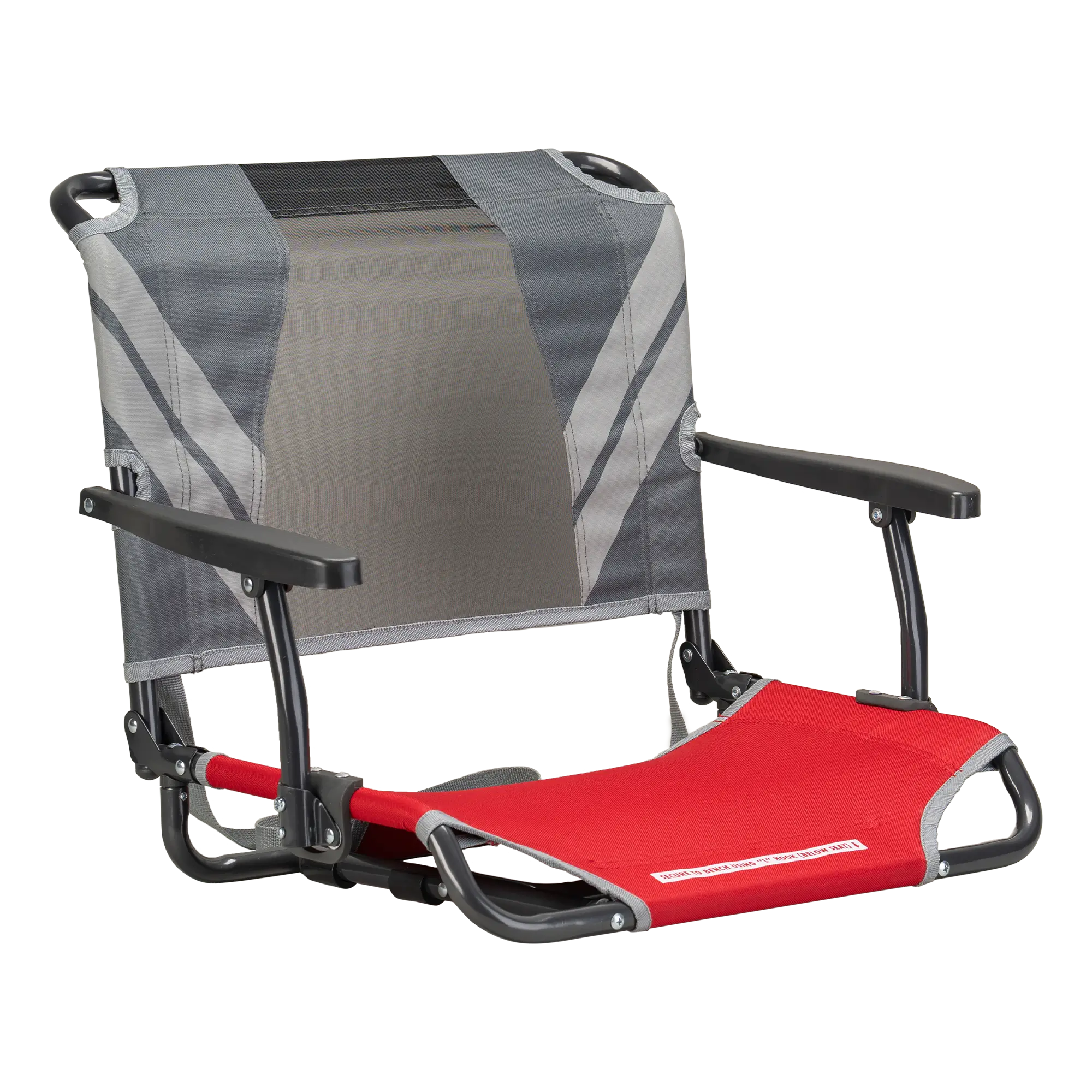 Bleacher-Friendly Big Comfort Stadium Chair with Armrests - Choice 465 - Lightweight Folding Bleacher Chair with Cushioning - Red/Gray