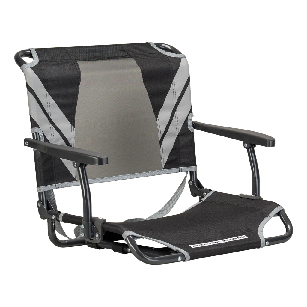 Bleacher-Friendly Big Comfort Stadium Chair with Armrests - Choice 465 - Lightweight Folding Bleacher Chair with Cushioning - Black/Gray