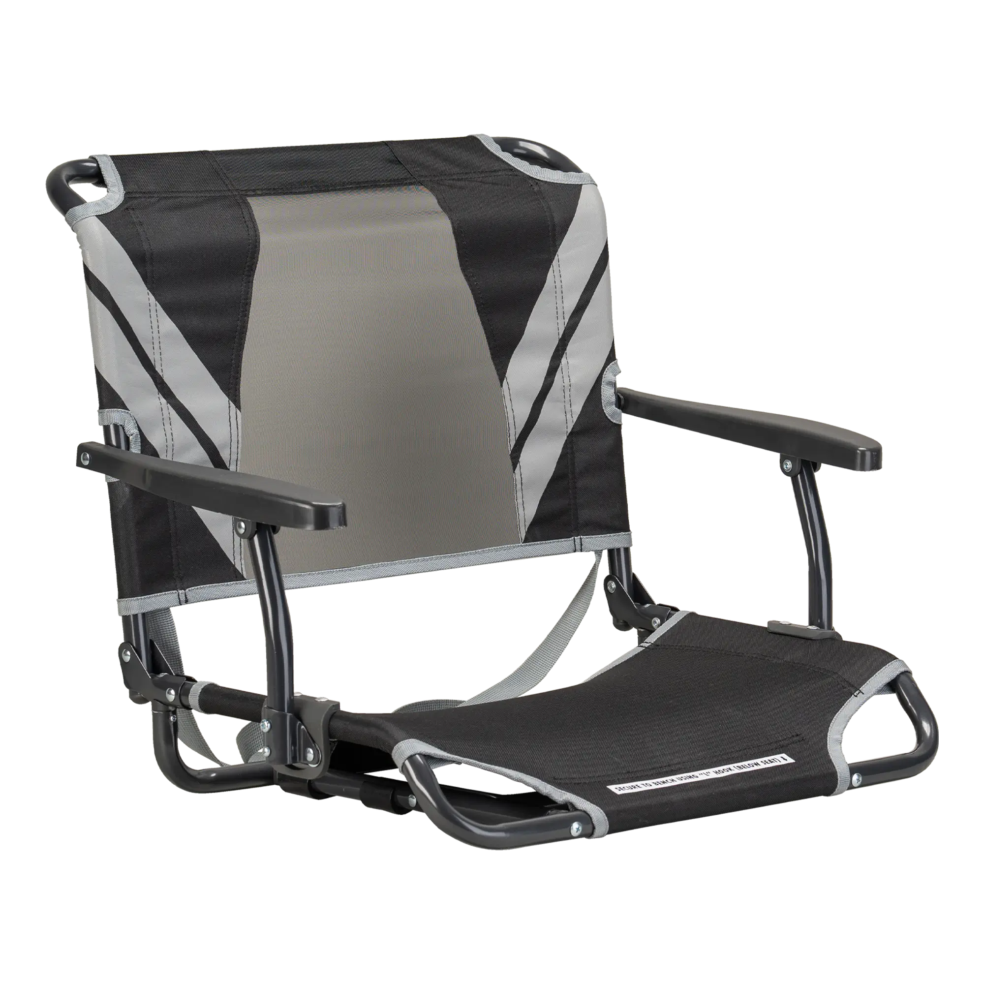 Bleacher-Friendly Big Comfort Stadium Chair with Armrests - Choice 465 - Lightweight Folding Bleacher Chair with Cushioning - Black/Gray