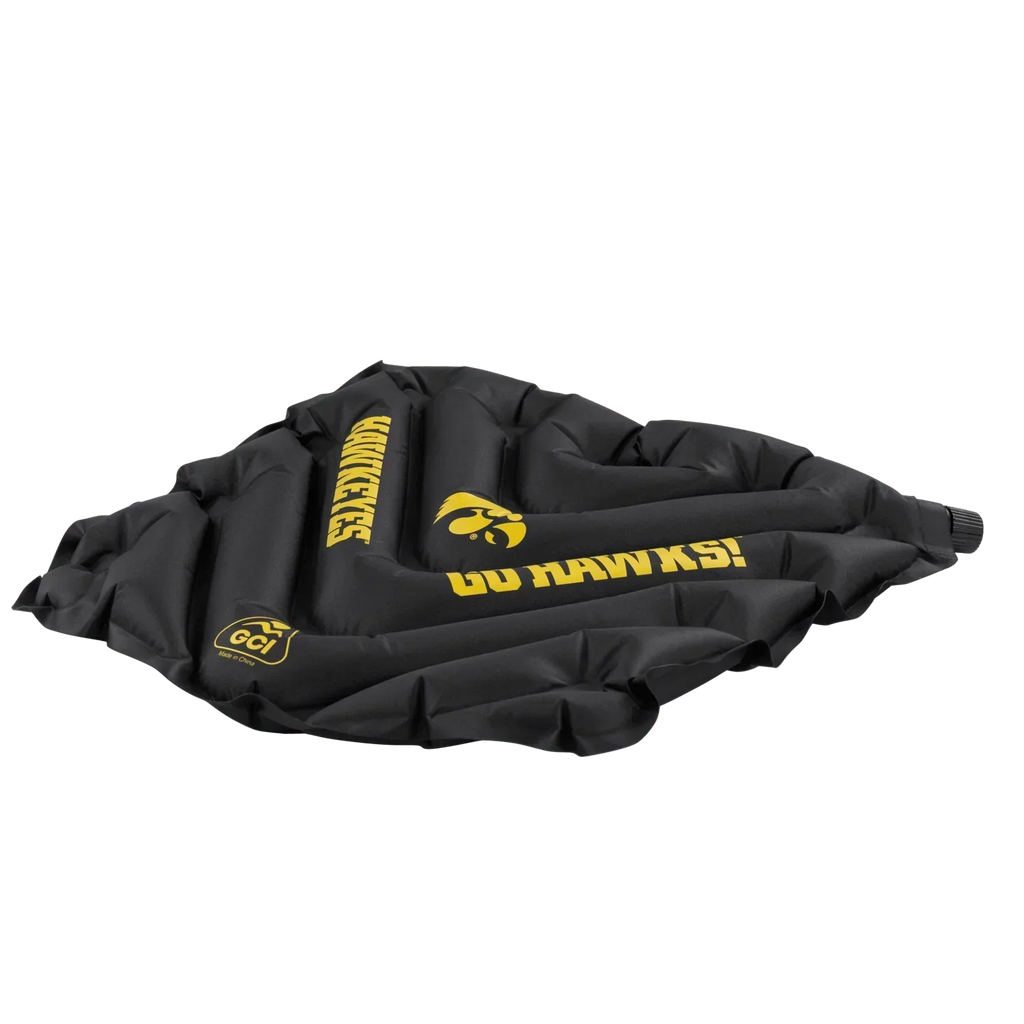 Secure-Hook College V Seat Inflatable Stadium Cushion - Iowa Hawkeyes - Choice 157 - Lightweight Folding Bleacher Chair with Cushioning Detail