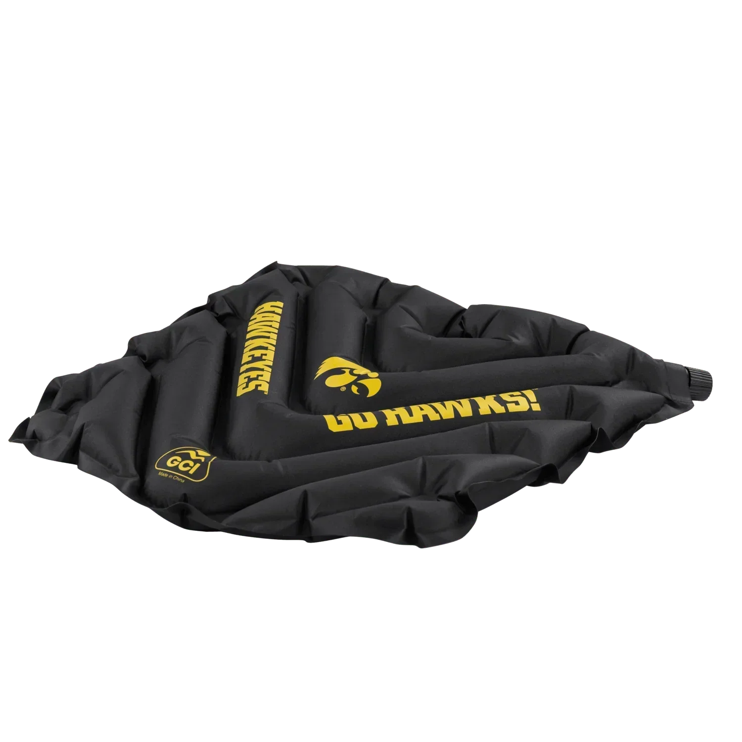 Secure-Hook College V Seat Inflatable Stadium Cushion - Iowa Hawkeyes - Choice 157 - Lightweight Folding Bleacher Chair with Cushioning Detail