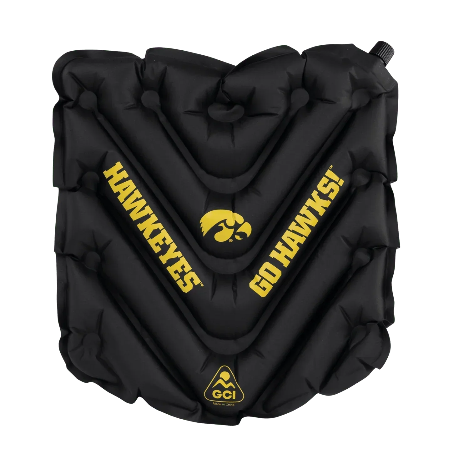 Secure-Hook College V Seat Inflatable Stadium Cushion - Iowa Hawkeyes - Choice 157 - Lightweight Folding Bleacher Chair with Cushioning - Default Title