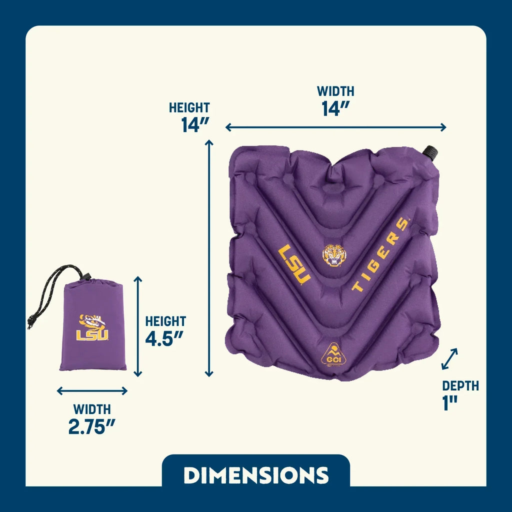 Ergonomic Back-Support College V Seat Inflatable Stadium Cushion - LSU Tigers - Choice 762 - Ergonomic Portable Stadium Seat for Sports Events Detail