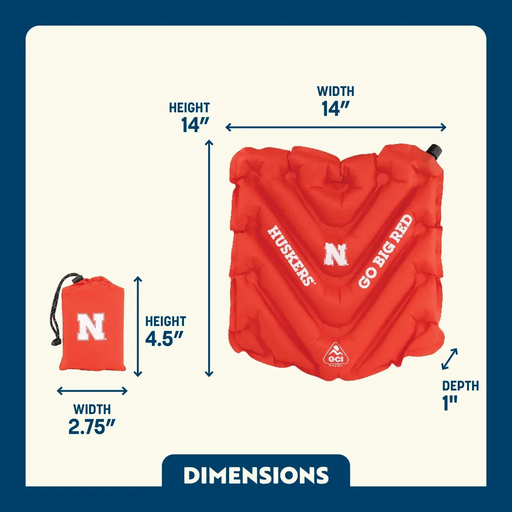 Secure-Hook College V Seat Inflatable Stadium Cushion - Nebraska Cornhuskers - Choice 277 - Ergonomic Portable Stadium Seat for Sports Events Detail