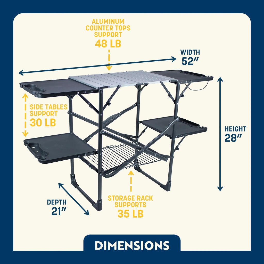 Heat-Resistant Tool Slim-Fold Cook Station - Choice 575 - Heavy-Duty Stainless Steel Camp Cooking Gear Detail