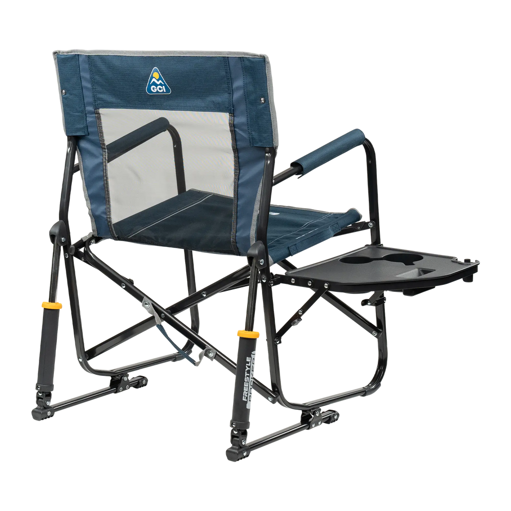 Smooth Motion Freestyle Rocker with Side Table - Choice 853 - Heavy-Duty Kickback Rocker with Beverage Holder Detail
