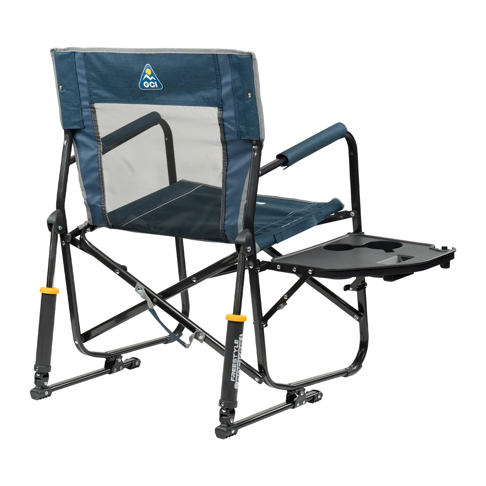 Smooth Motion Freestyle Rocker with Side Table - Choice 853 - Heavy-Duty Kickback Rocker with Beverage Holder Detail