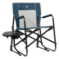 Smooth Motion Freestyle Rocker with Side Table - Choice 853 - Heavy-Duty Kickback Rocker with Beverage Holder - Heathered Indigo