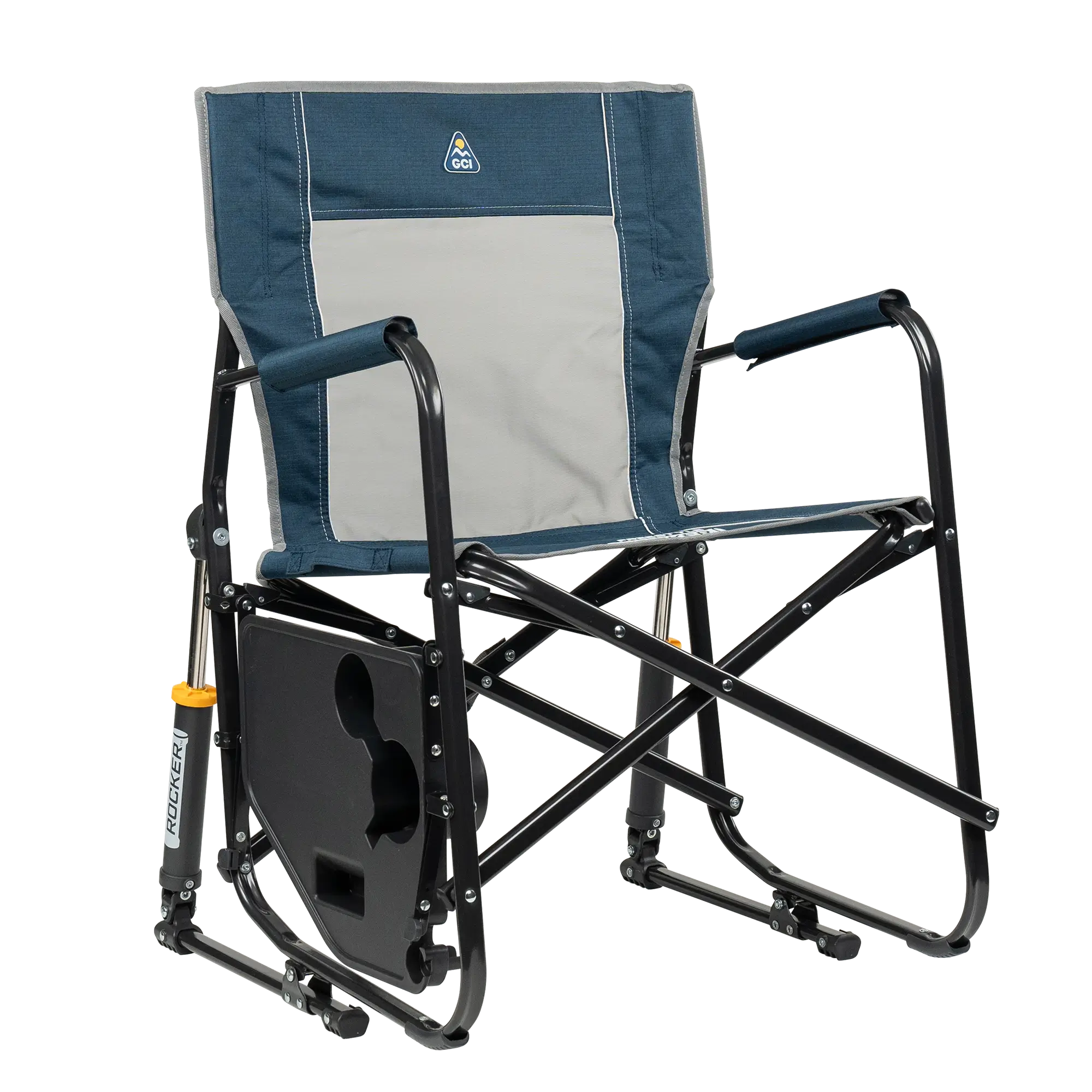 Smooth Motion Freestyle Rocker with Side Table - Choice 853 - Heavy-Duty Kickback Rocker with Beverage Holder Detail