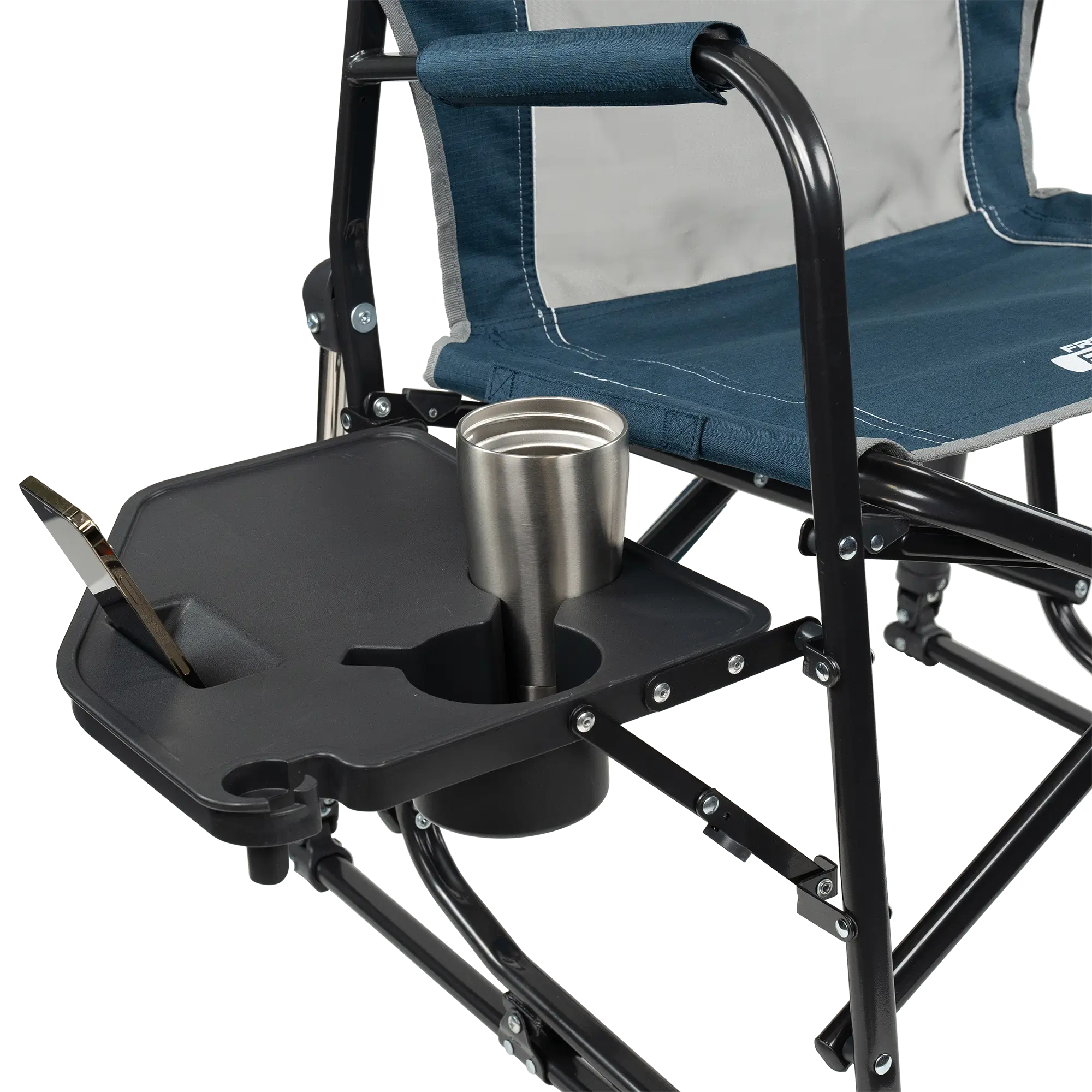 Smooth Motion Freestyle Rocker with Side Table - Choice 853 - Heavy-Duty Kickback Rocker with Beverage Holder Detail