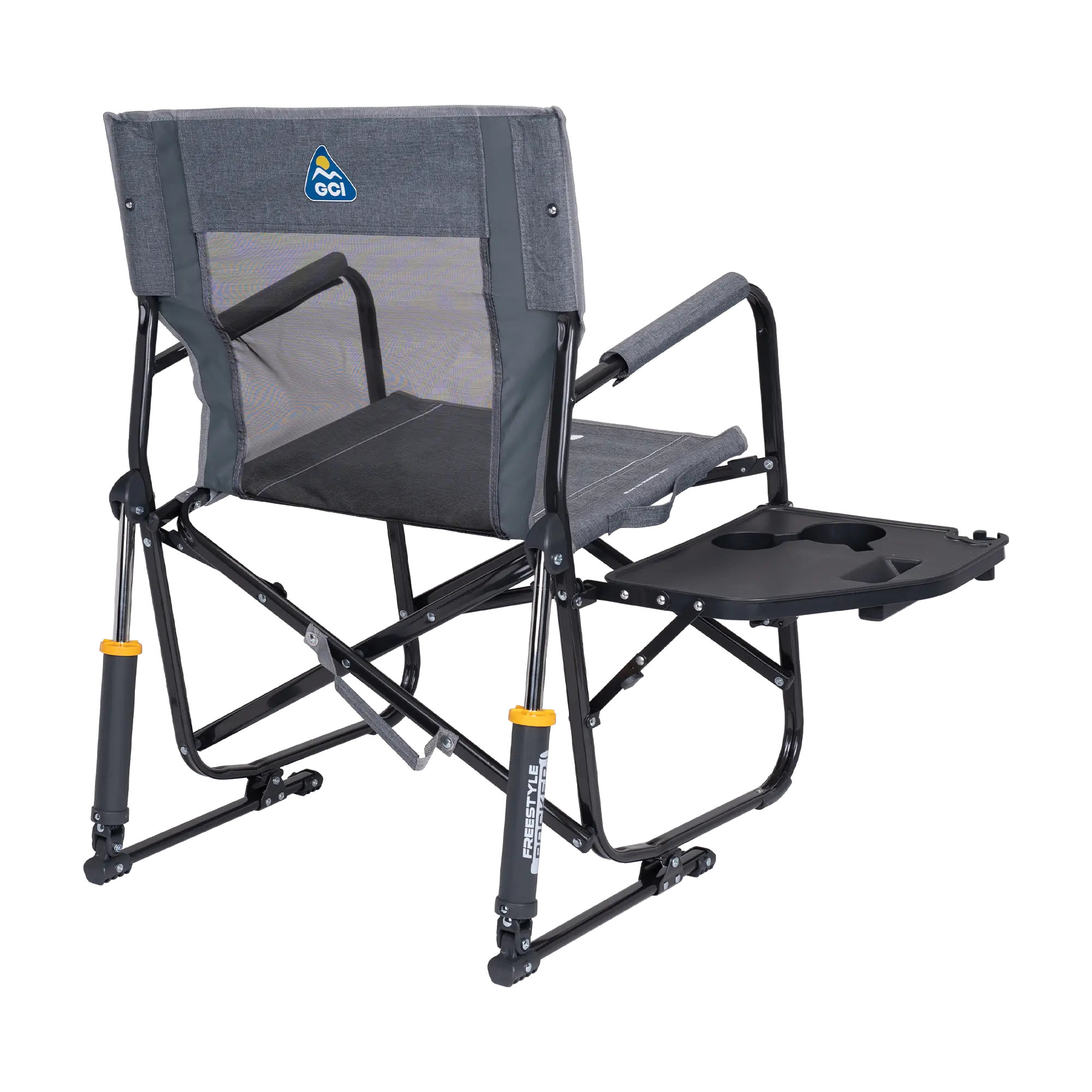Smooth Motion Freestyle Rocker with Side Table - Choice 853 - Heavy-Duty Kickback Rocker with Beverage Holder Detail