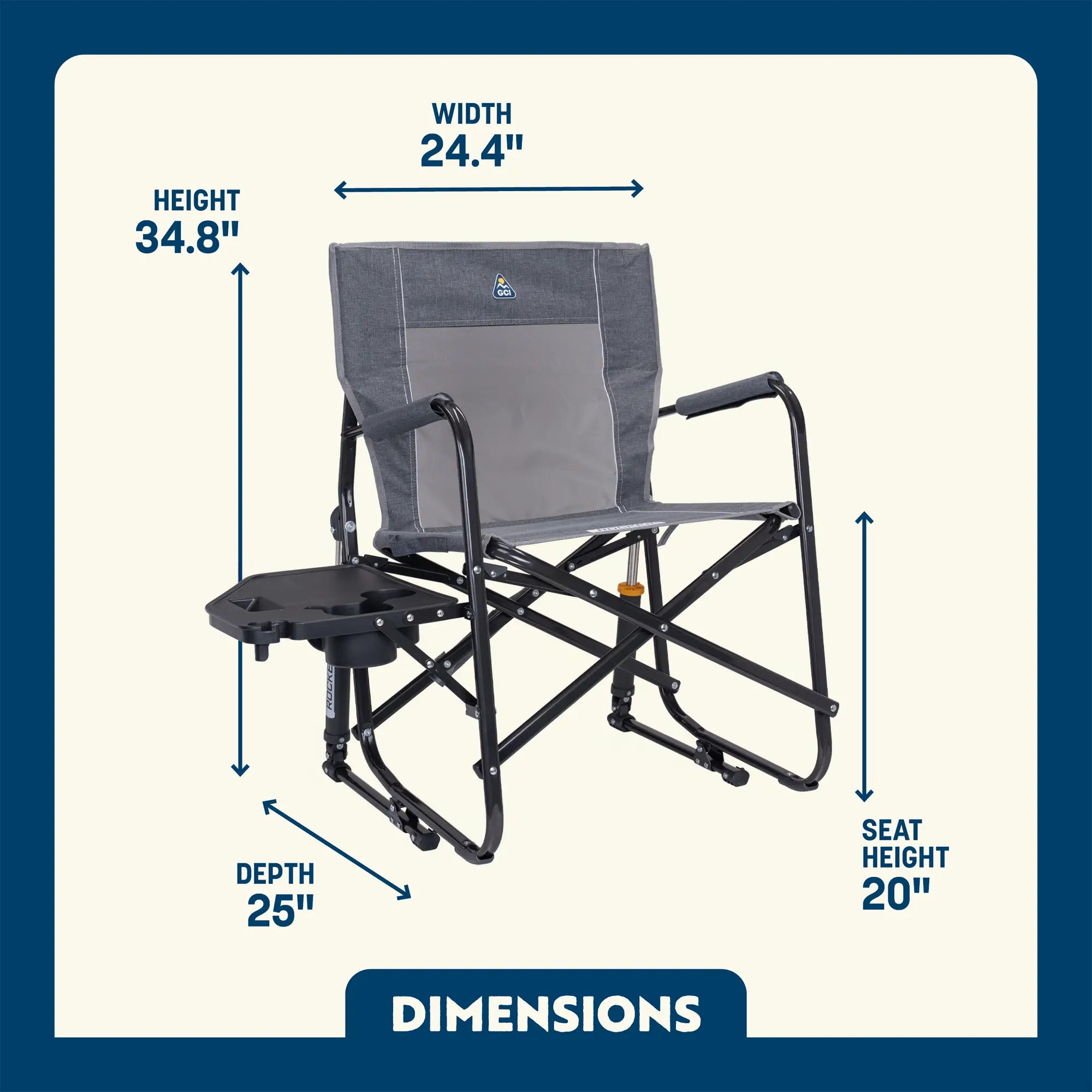 Smooth Motion Freestyle Rocker with Side Table - Choice 853 - Heavy-Duty Kickback Rocker with Beverage Holder Detail