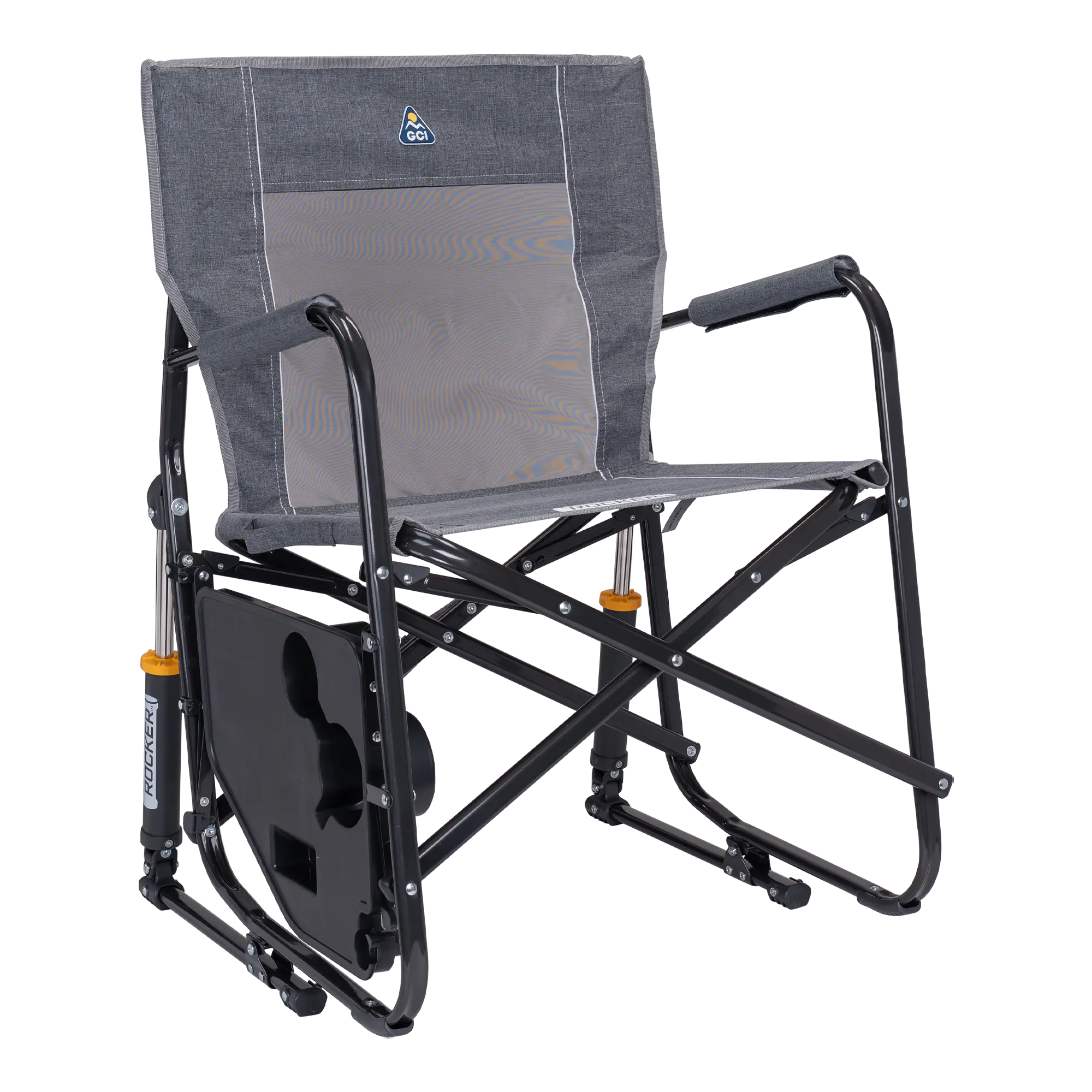 Smooth Motion Freestyle Rocker with Side Table - Choice 853 - Heavy-Duty Kickback Rocker with Beverage Holder Detail