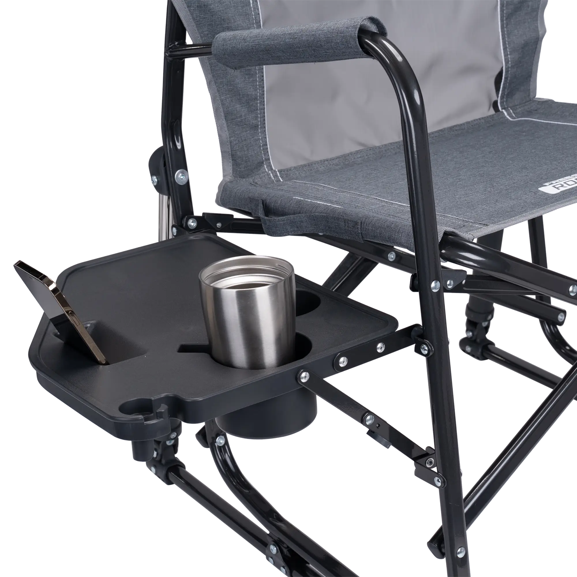 Smooth Motion Freestyle Rocker with Side Table - Choice 853 - Heavy-Duty Kickback Rocker with Beverage Holder Detail