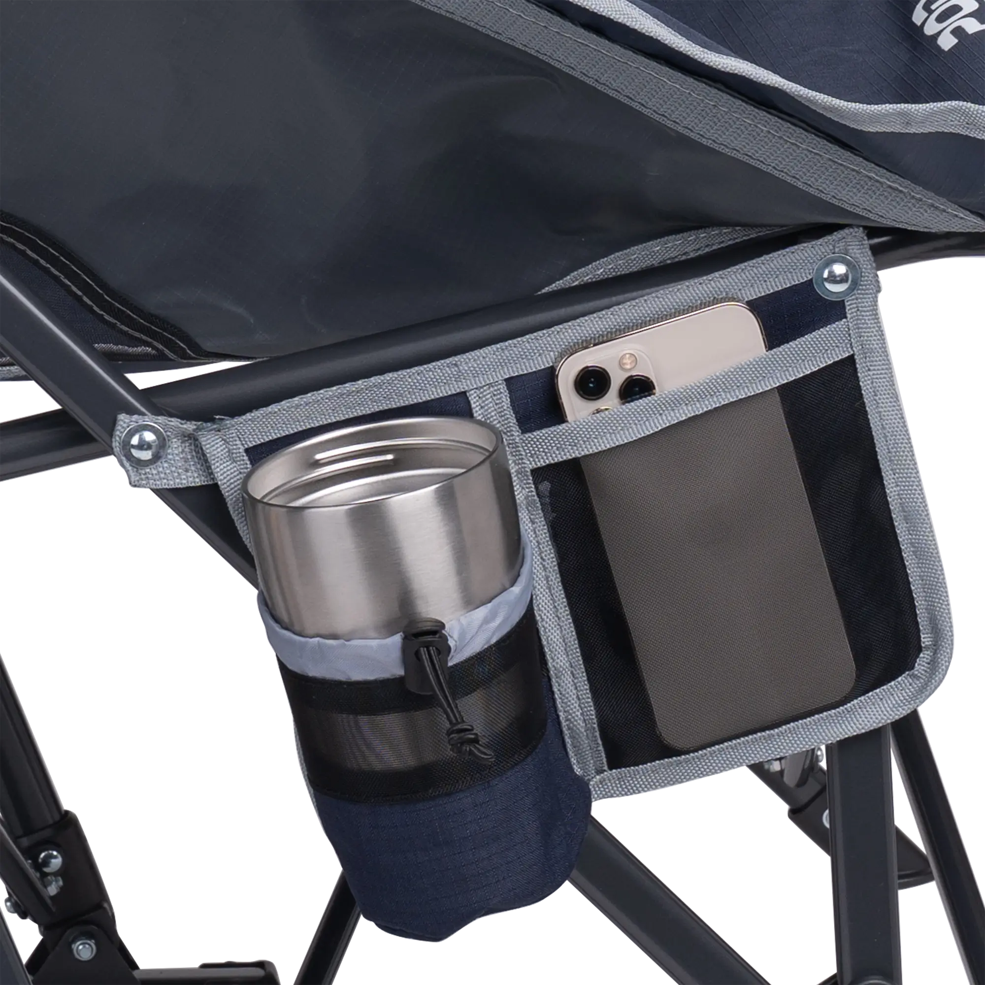 Patented Spring-Action Pod Rocker - Choice 933 - Heavy-Duty Kickback Rocker with Beverage Holder Detail