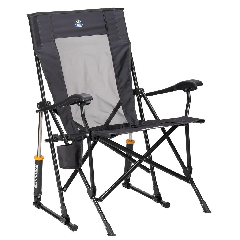Premium All-Weather RoadTrip Rocker - Choice 855 - Patented Spring-Action Rocking Chair for Camping - Dark Charcoal