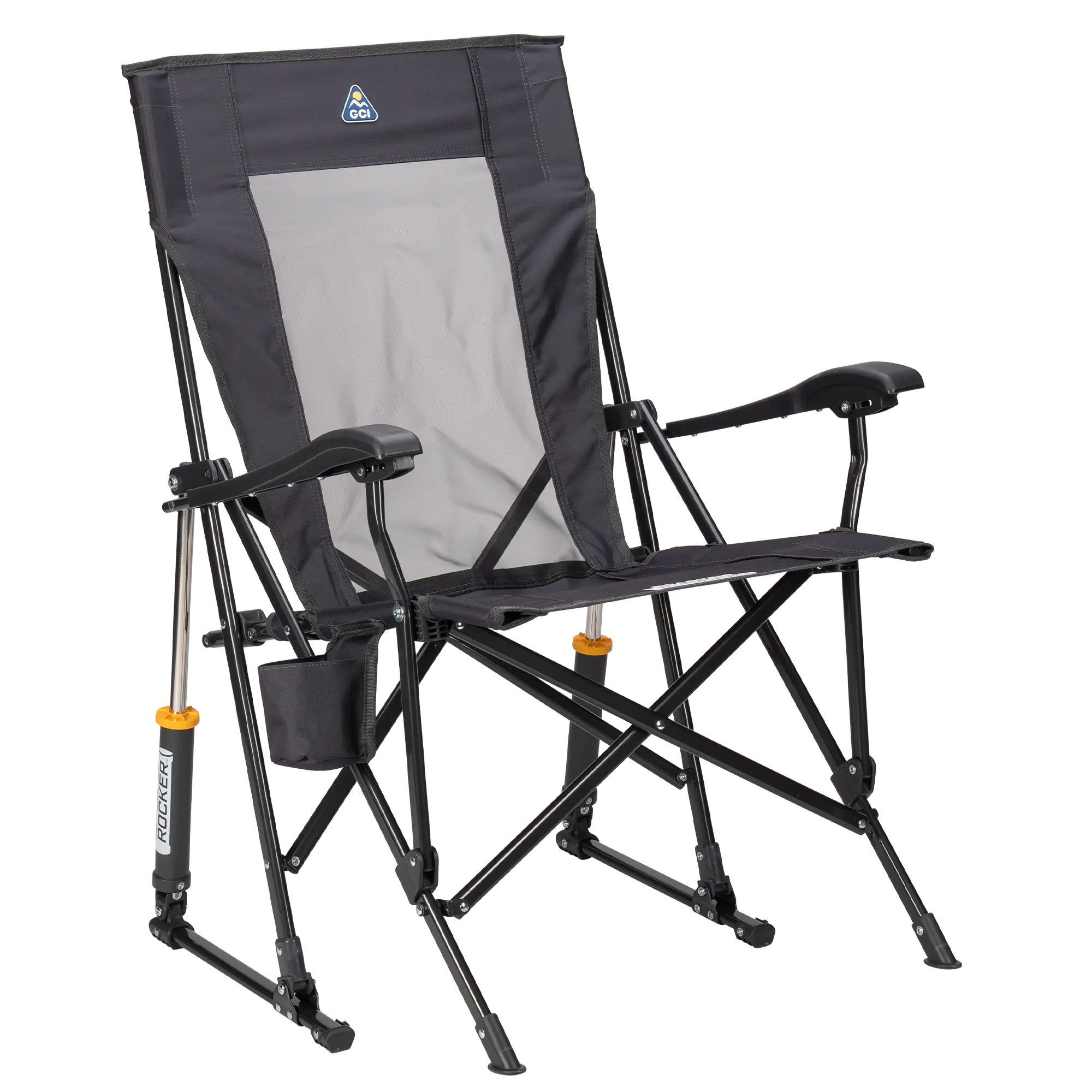 Premium All-Weather RoadTrip Rocker - Choice 855 - Patented Spring-Action Rocking Chair for Camping - Dark Charcoal