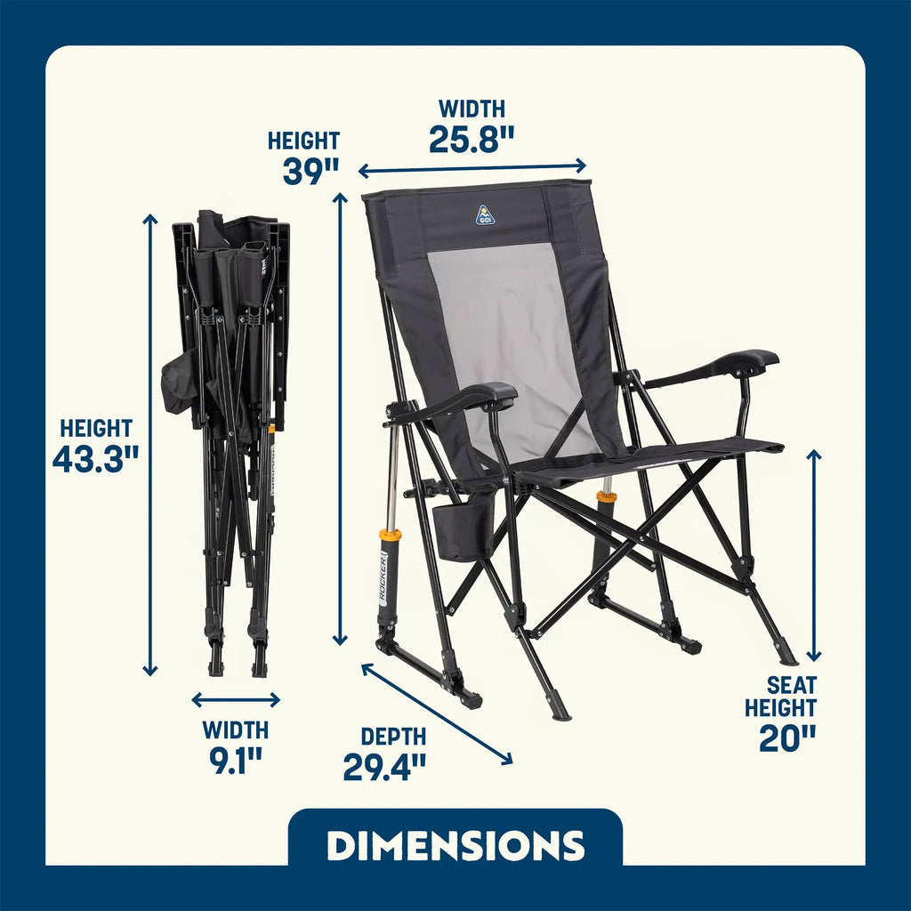 Premium All-Weather RoadTrip Rocker - Choice 855 - Patented Spring-Action Rocking Chair for Camping Detail