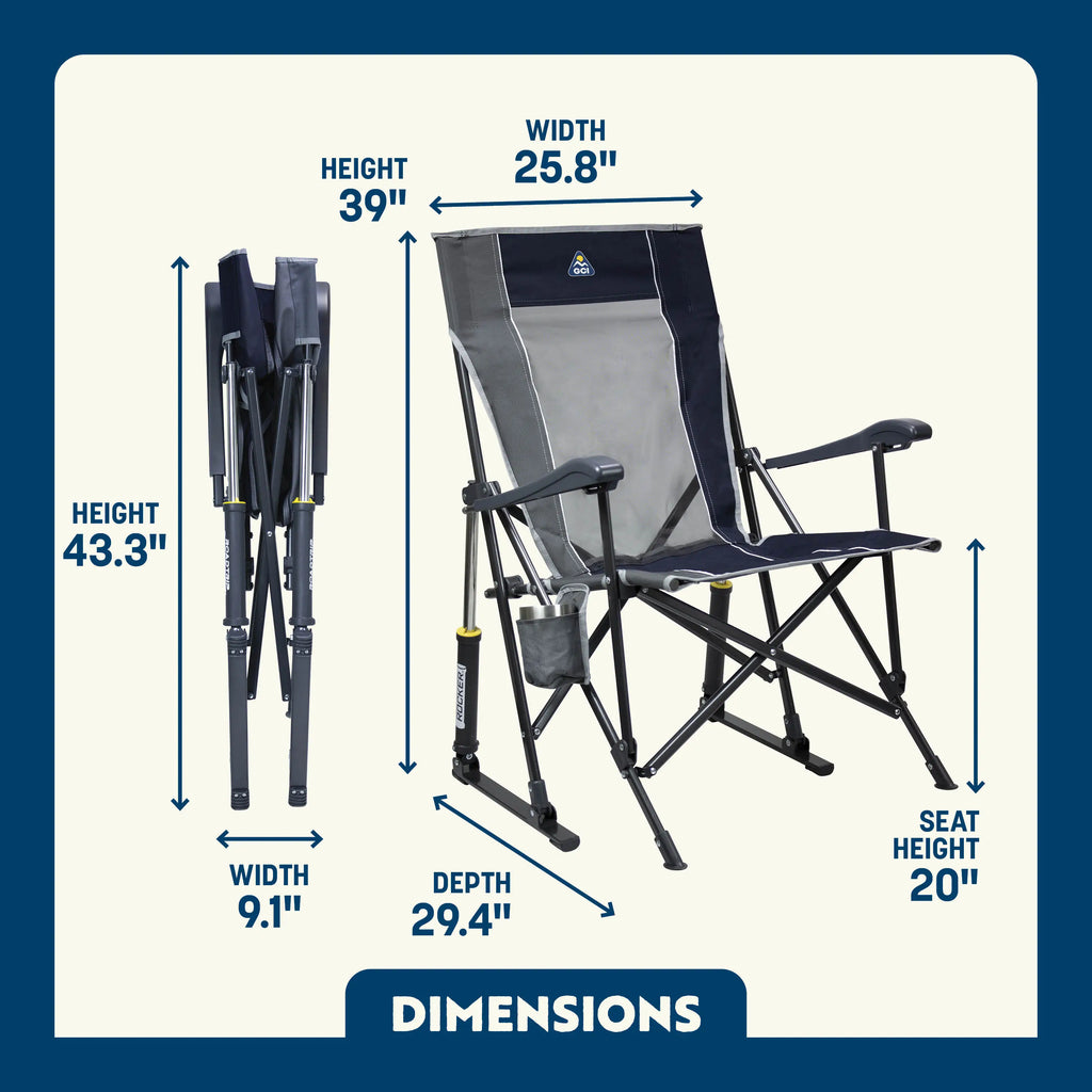 Premium All-Weather RoadTrip Rocker - Choice 855 - Patented Spring-Action Rocking Chair for Camping Detail
