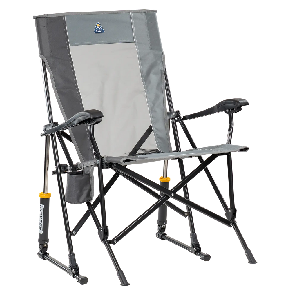 Premium All-Weather RoadTrip Rocker - Choice 855 - Patented Spring-Action Rocking Chair for Camping - Mercury Gray