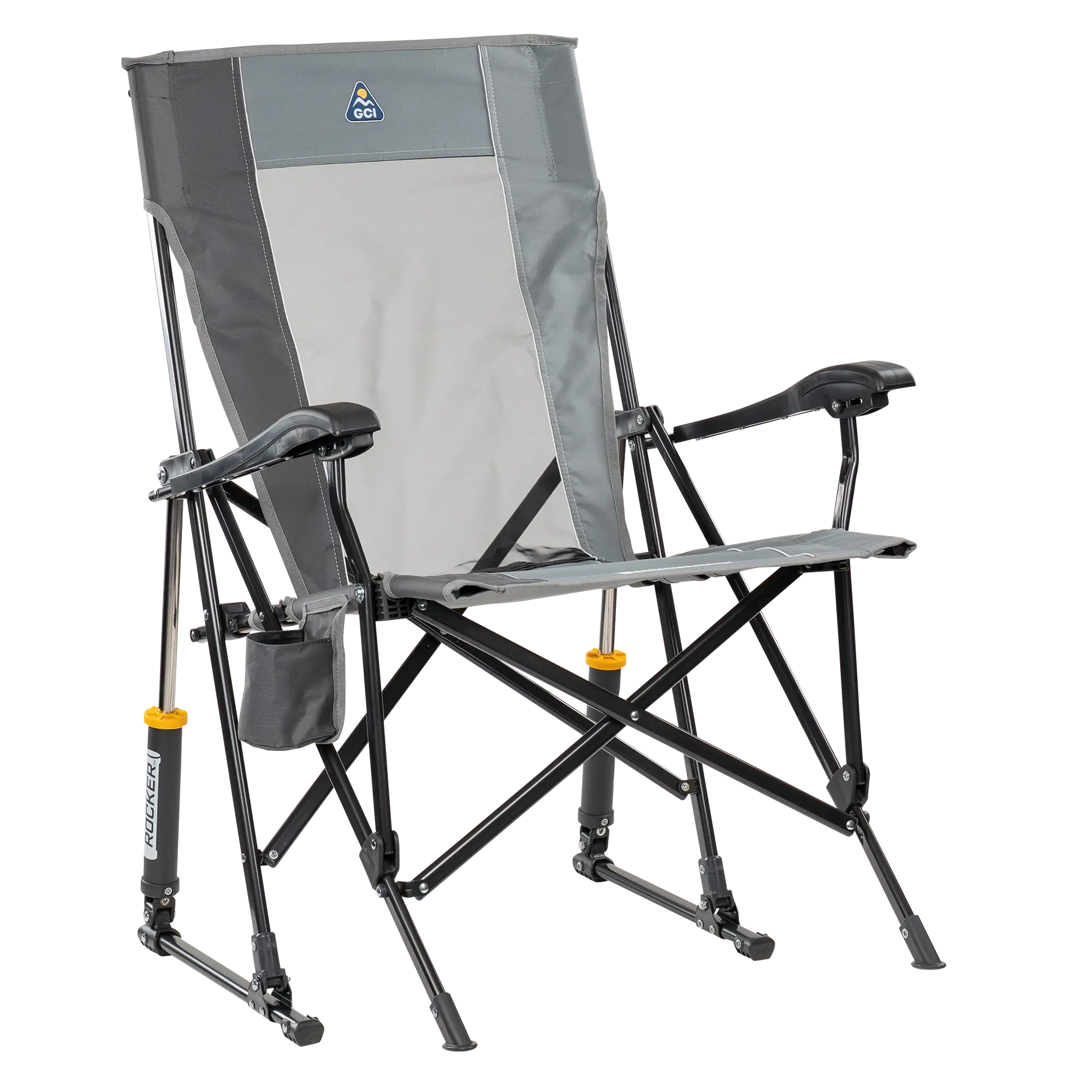 Premium All-Weather RoadTrip Rocker - Choice 855 - Patented Spring-Action Rocking Chair for Camping - Mercury Gray
