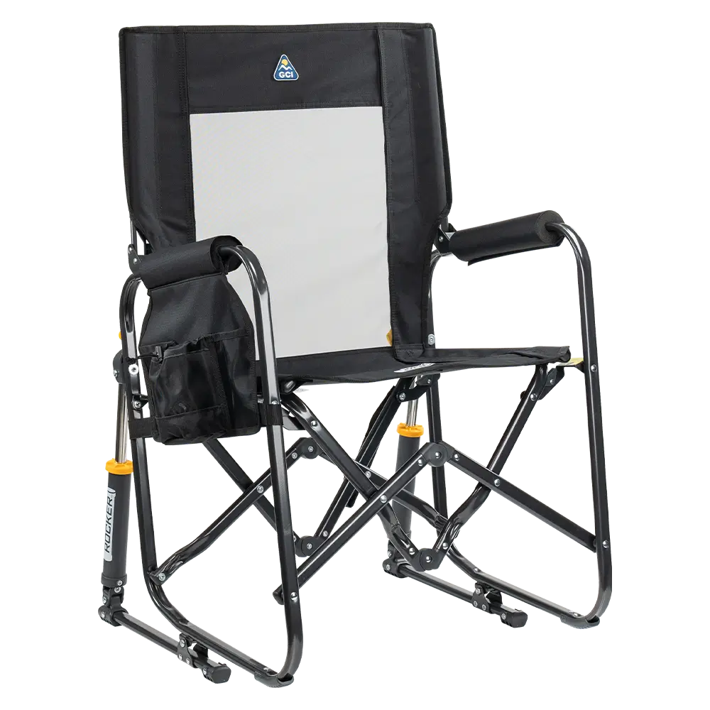 Patented Spring-Action Stowaway Rocker - Choice 794 - RoadTrip Rocker Smooth Motion Camp Chair - Black