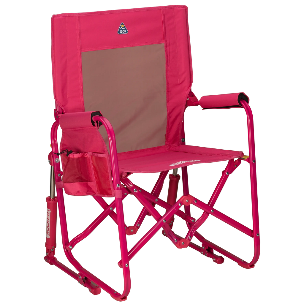 Patented Spring-Action Stowaway Rocker - Choice 794 - RoadTrip Rocker Smooth Motion Camp Chair - Bright Pink