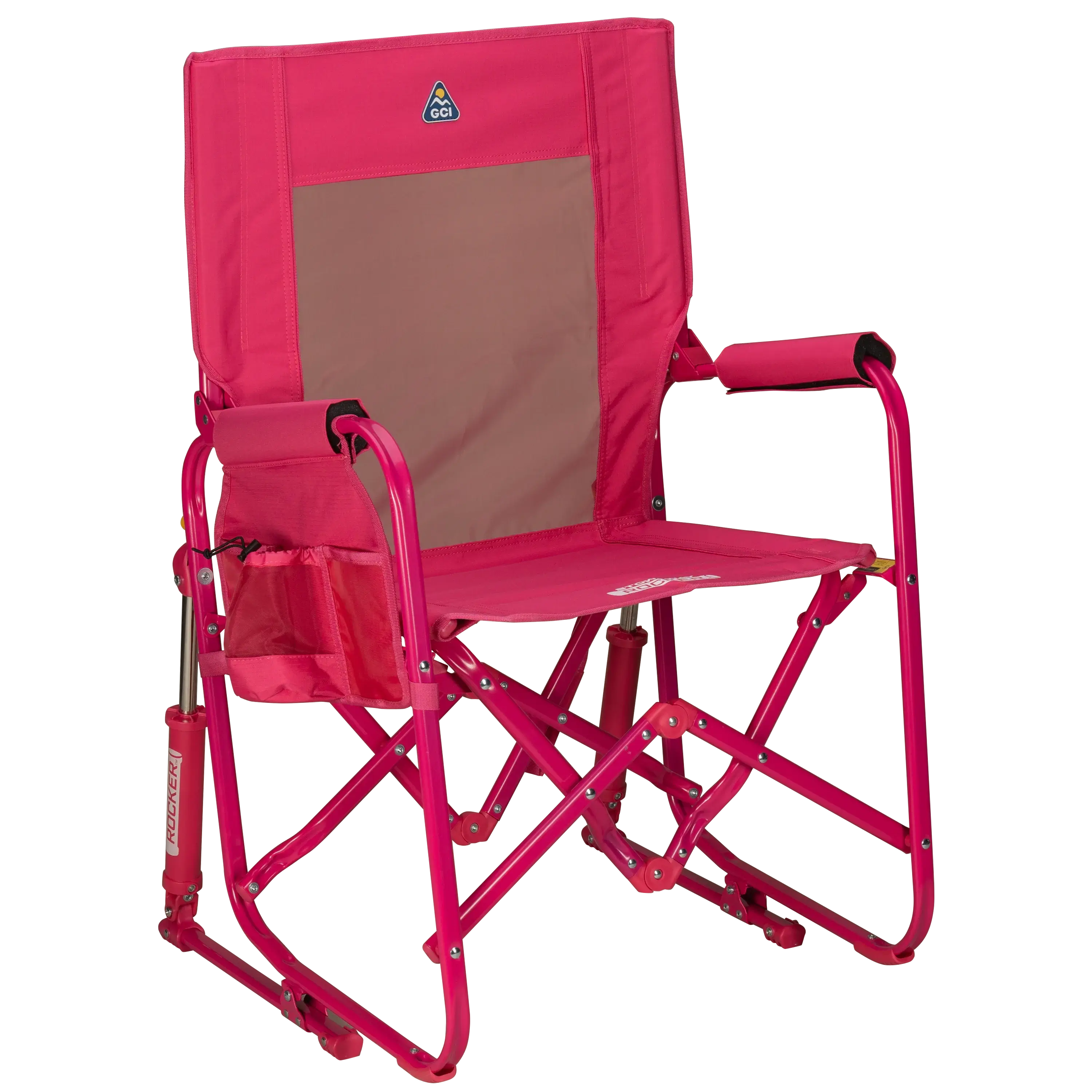 Patented Spring-Action Stowaway Rocker - Choice 794 - RoadTrip Rocker Smooth Motion Camp Chair - Bright Pink