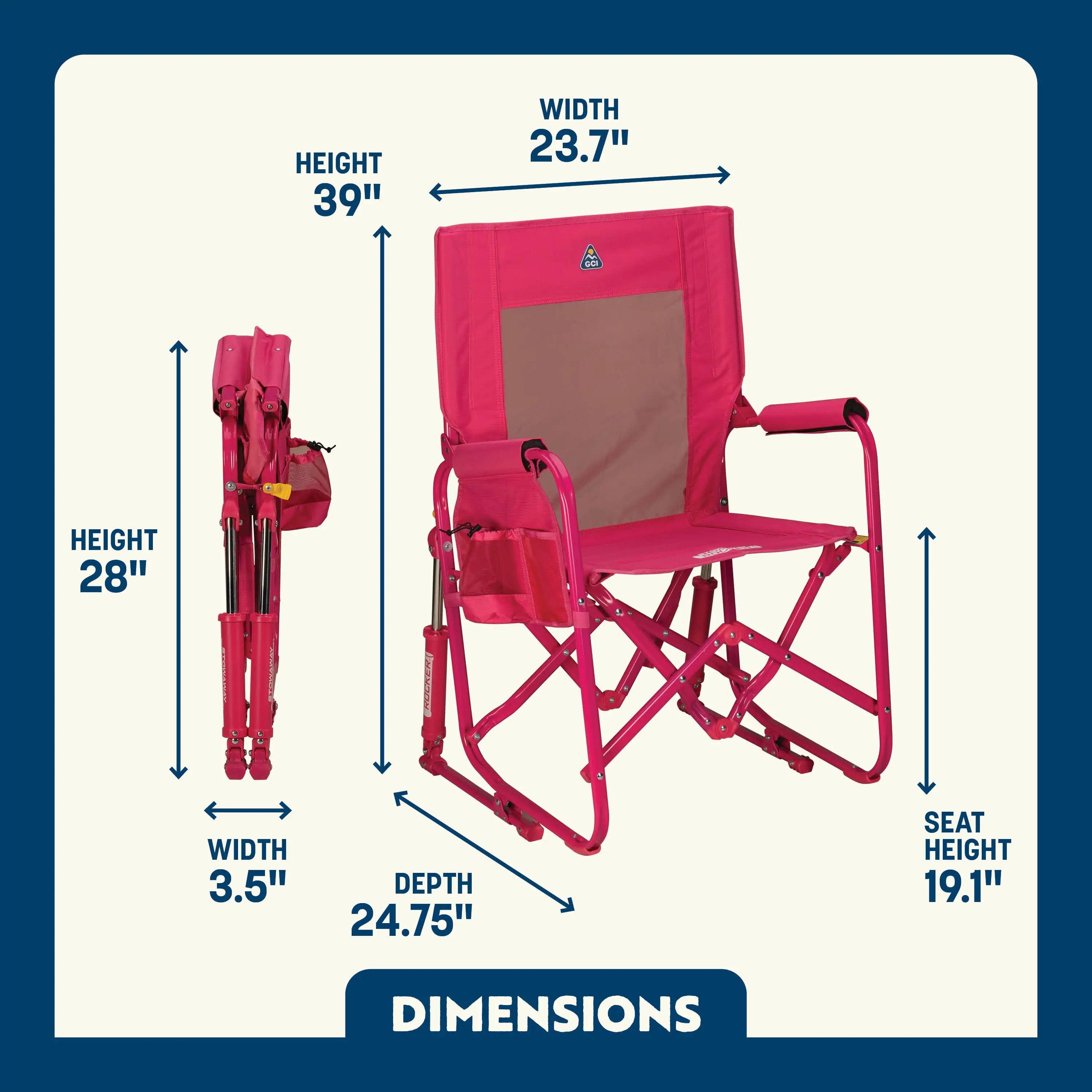 Patented Spring-Action Stowaway Rocker - Choice 794 - RoadTrip Rocker Smooth Motion Camp Chair Detail
