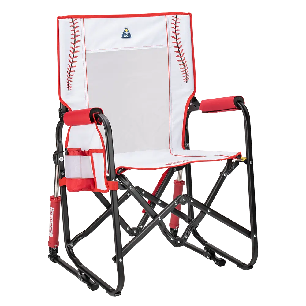 Patented Spring-Action Stowaway Rocker - Choice 794 - RoadTrip Rocker Smooth Motion Camp Chair - Baseball