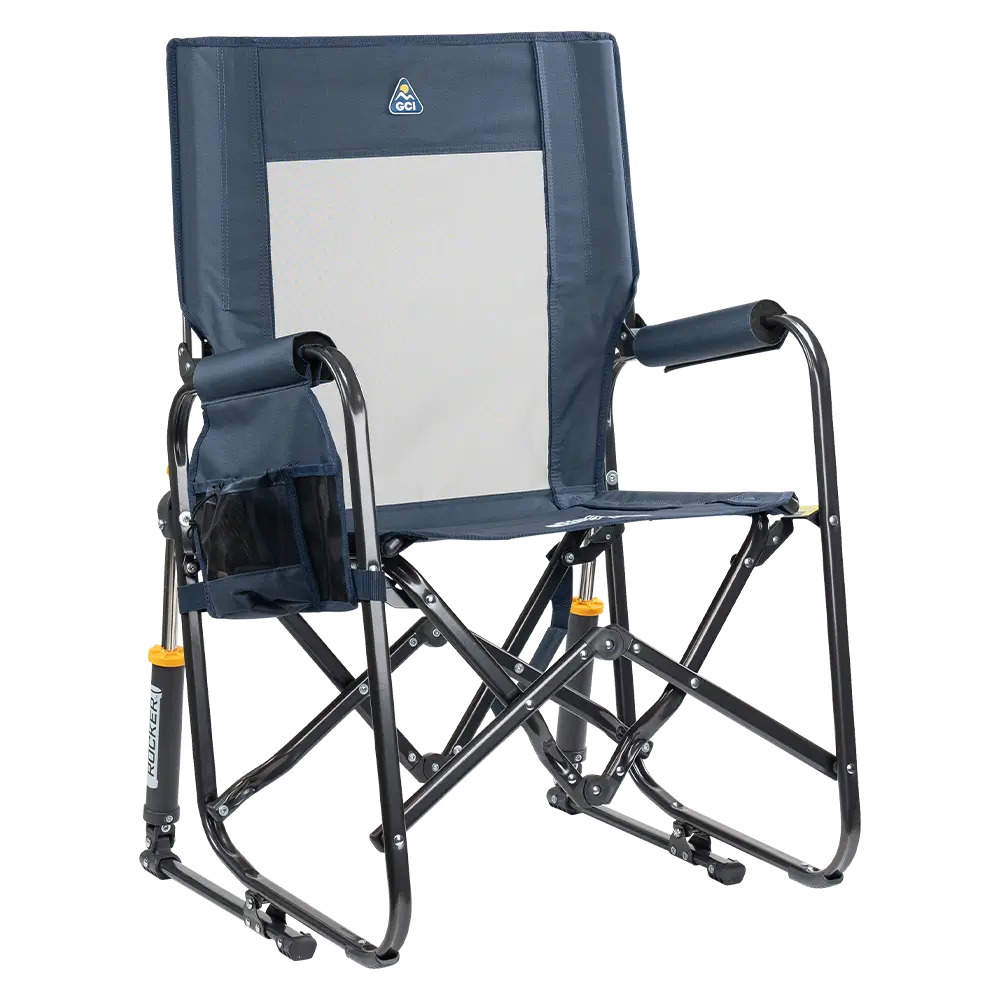 Patented Spring-Action Stowaway Rocker - Choice 794 - RoadTrip Rocker Smooth Motion Camp Chair - Denim