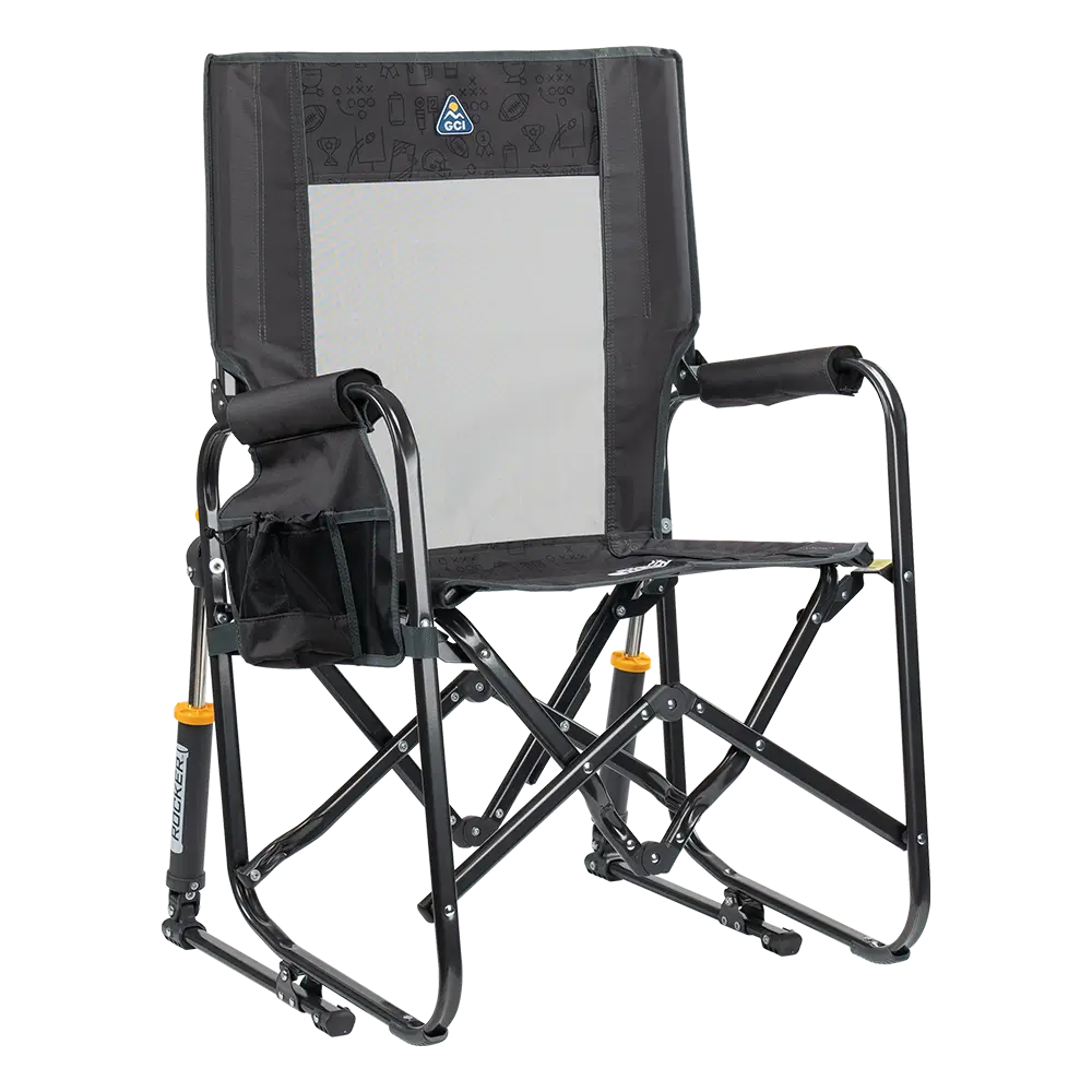 Patented Spring-Action Stowaway Rocker - Choice 794 - RoadTrip Rocker Smooth Motion Camp Chair - Tailgater Dark Charcoal