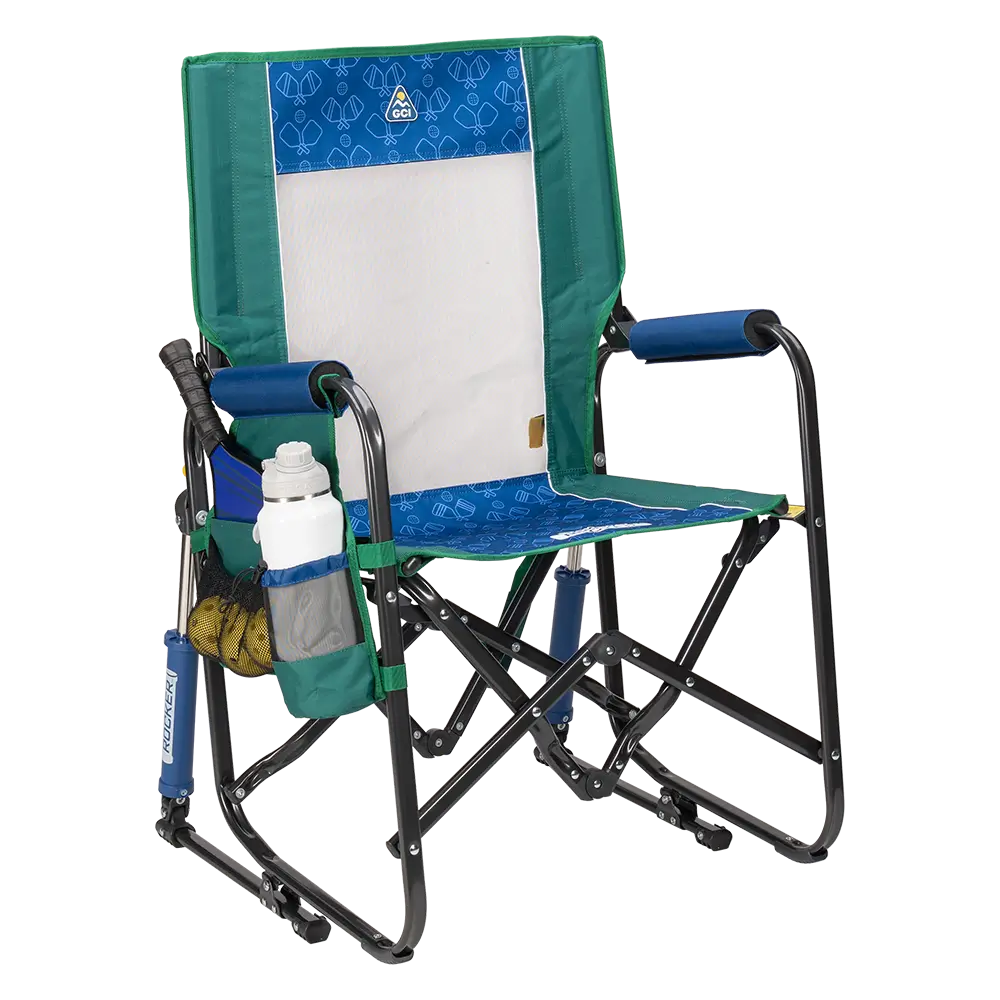 Patented Spring-Action Stowaway Rocker - Choice 794 - RoadTrip Rocker Smooth Motion Camp Chair - Pickleball Green