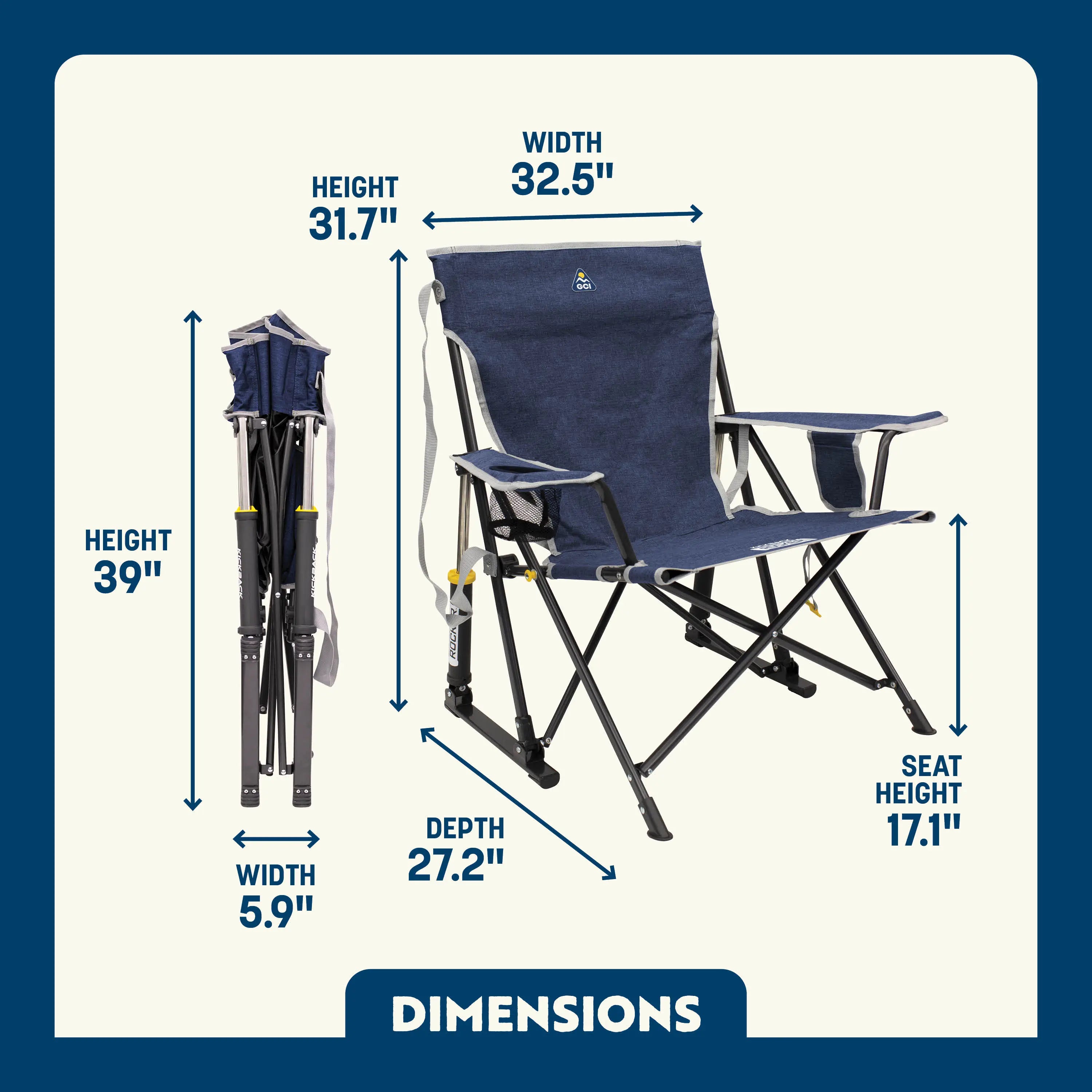 Luxury Camp Kickback Rocker - Choice 345 - Freestyle Rocker Portable Outdoor Folding Chair Detail
