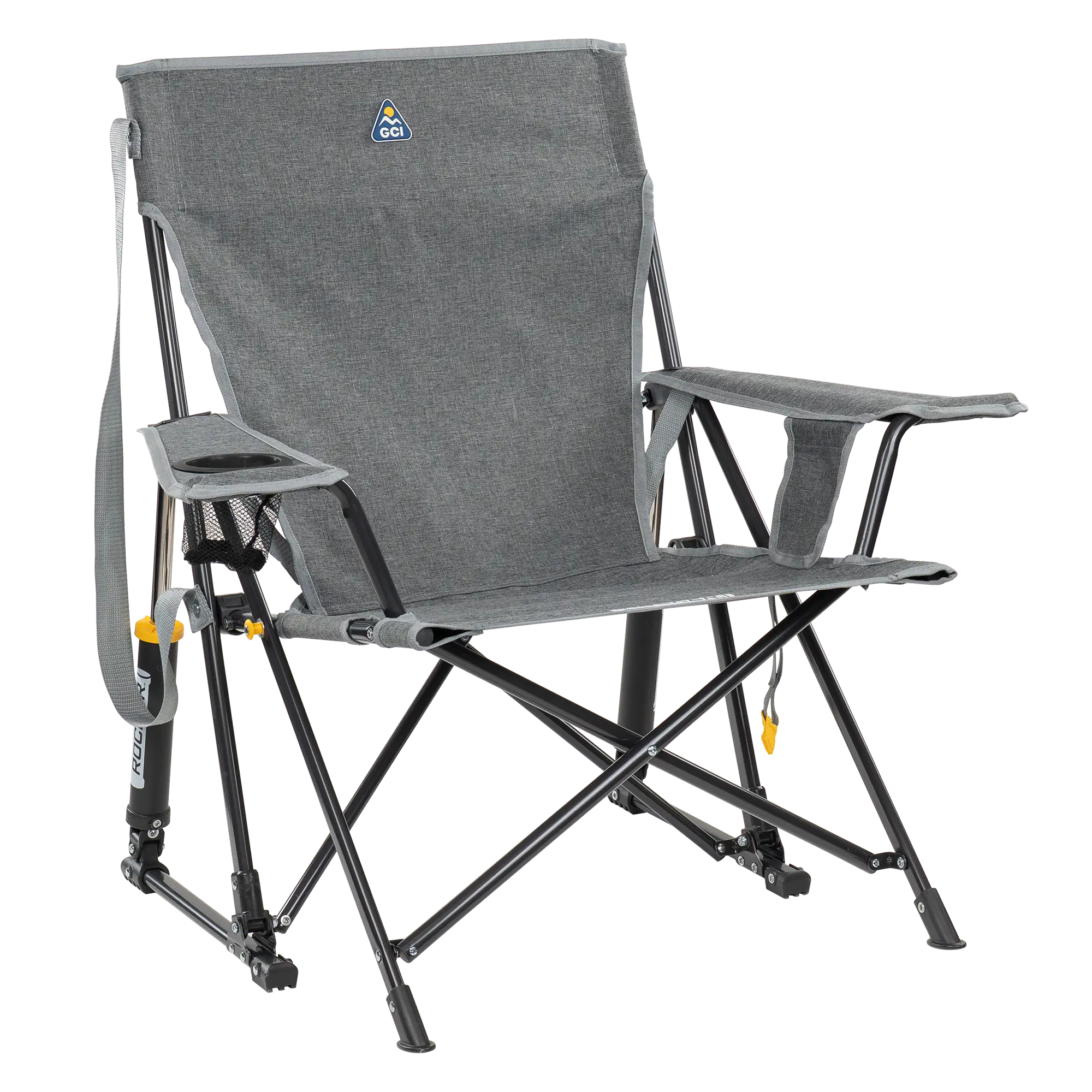 Luxury Camp Kickback Rocker - Choice 345 - Freestyle Rocker Portable Outdoor Folding Chair - Heathered Pewter