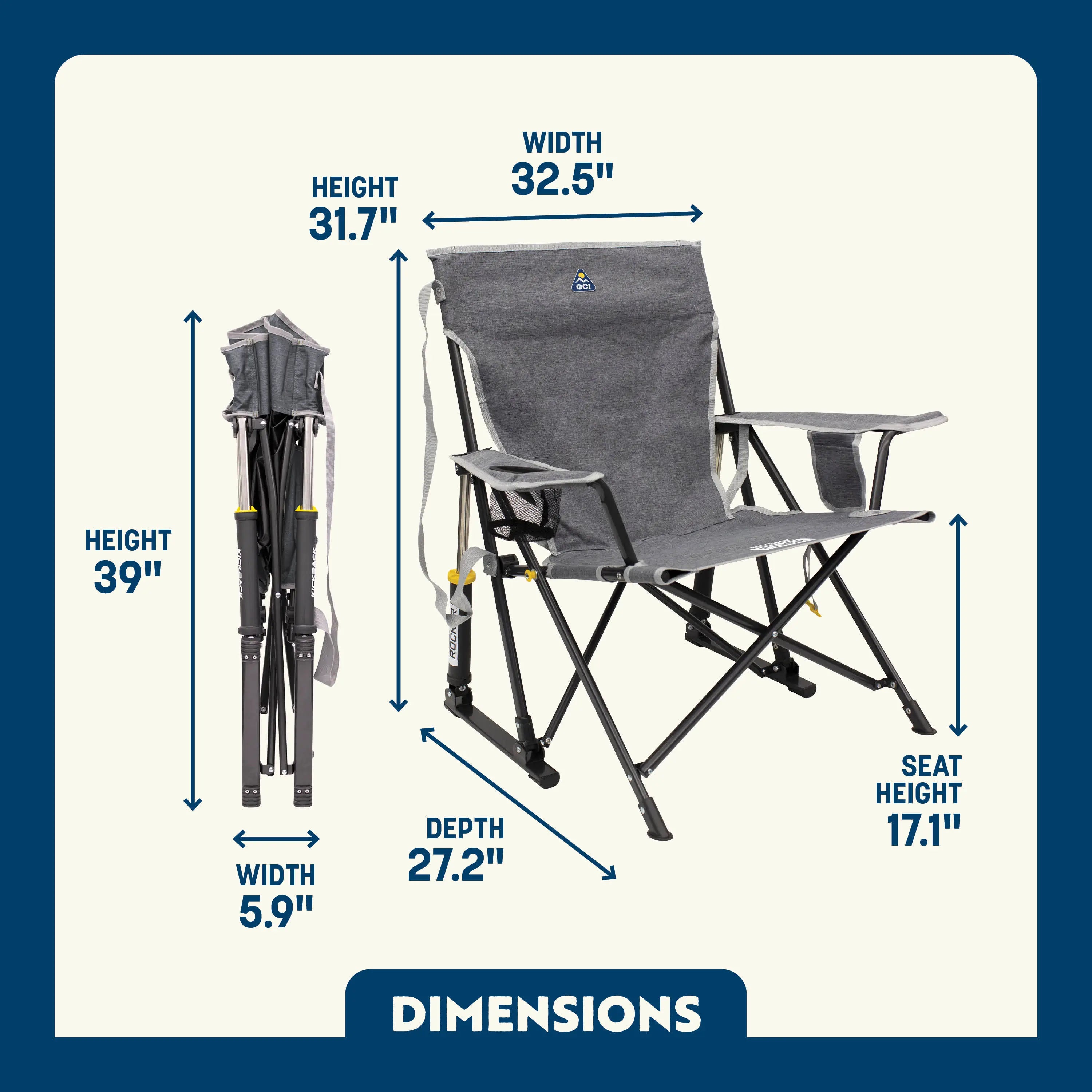 Luxury Camp Kickback Rocker - Choice 345 - Freestyle Rocker Portable Outdoor Folding Chair Detail