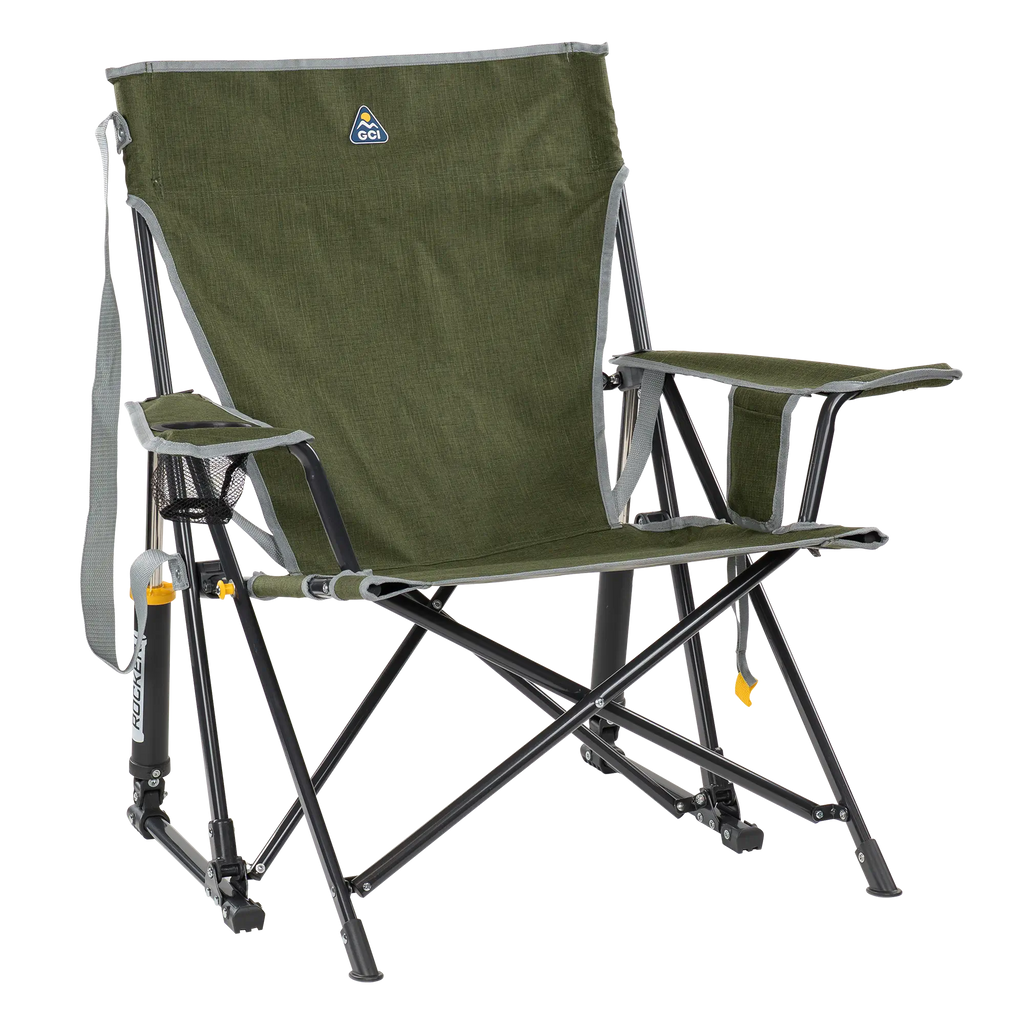 Luxury Camp Kickback Rocker - Choice 345 - Freestyle Rocker Portable Outdoor Folding Chair - Heathered Loden