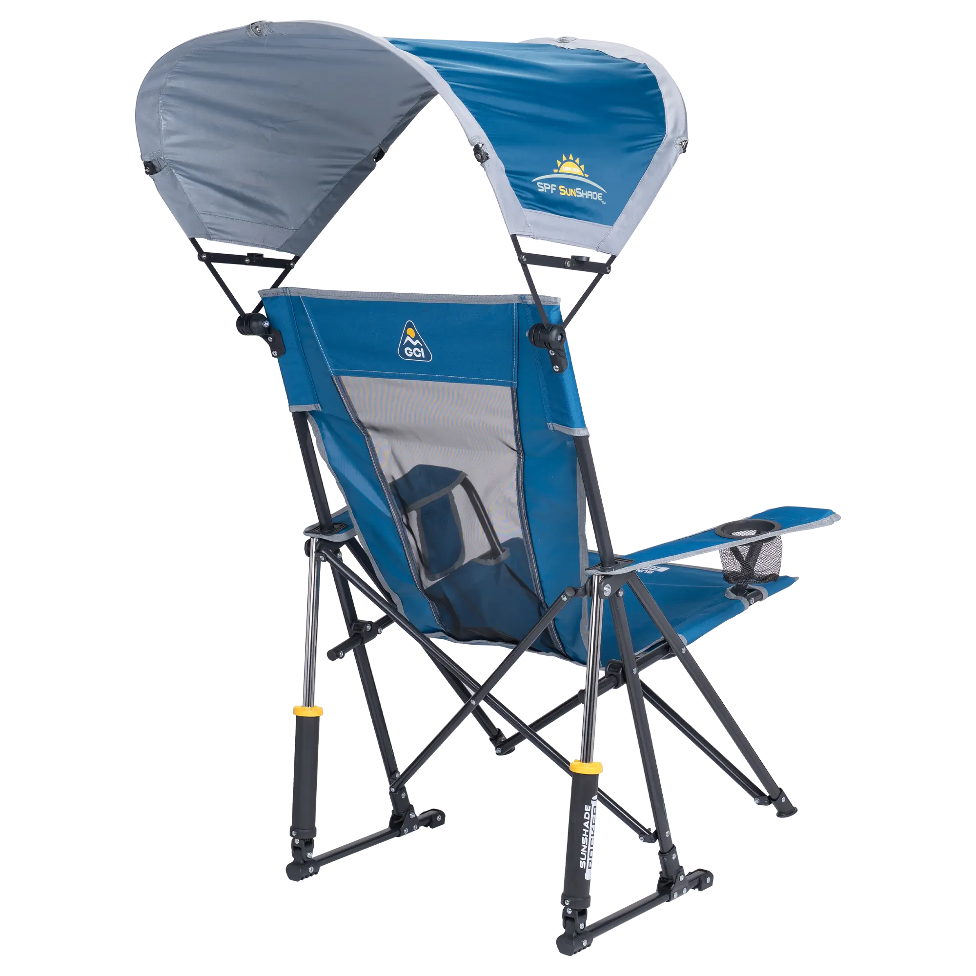 Patented Spring-Action SunShade Rocker - Choice 550 - Heavy-Duty Kickback Rocker with Beverage Holder Detail