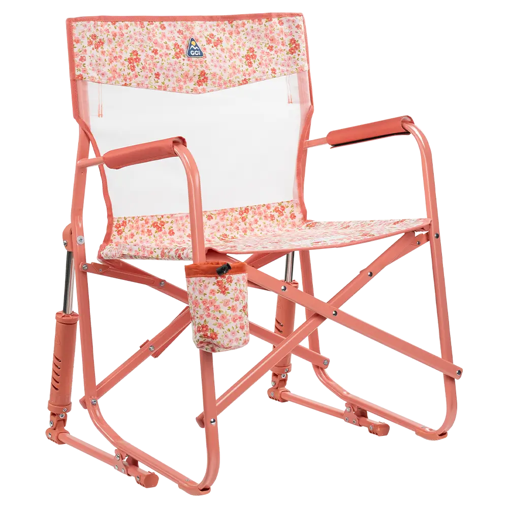 Patented Spring-Action Freestyle Rocker Elite - Choice 460 - Freestyle Rocker Portable Outdoor Folding Chair - Pink Sundress